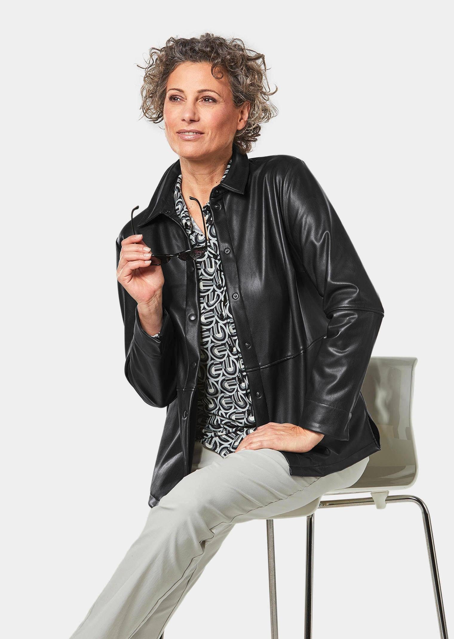 GOLDNER Blouson Kurzgröße: Lässige Blusenjacke in Lederoptik