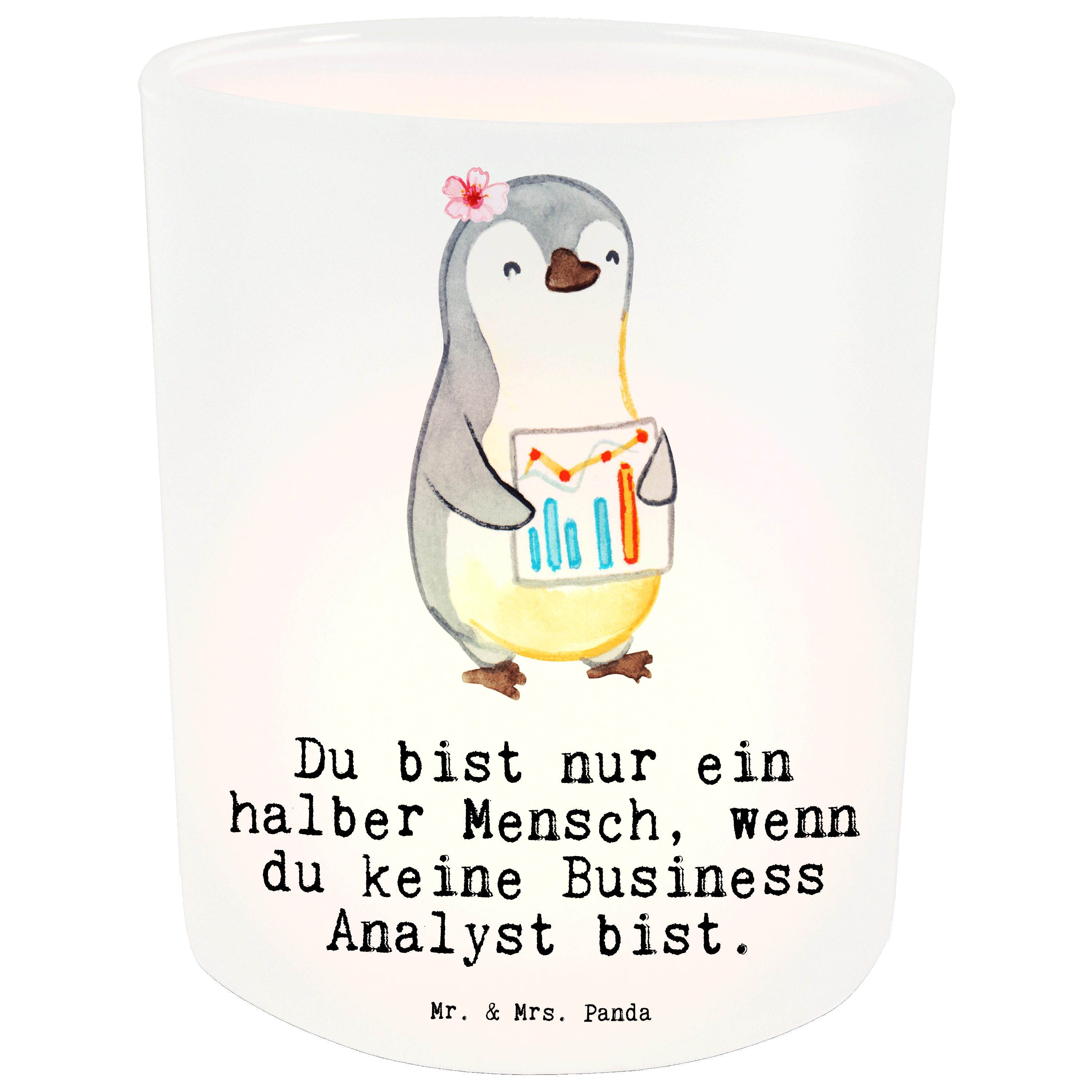 (1 Analyst Herz Mrs. Geschenk, Panda Mr. & Business Windlicht - St) Transparent - Windlicht Kerze, mit