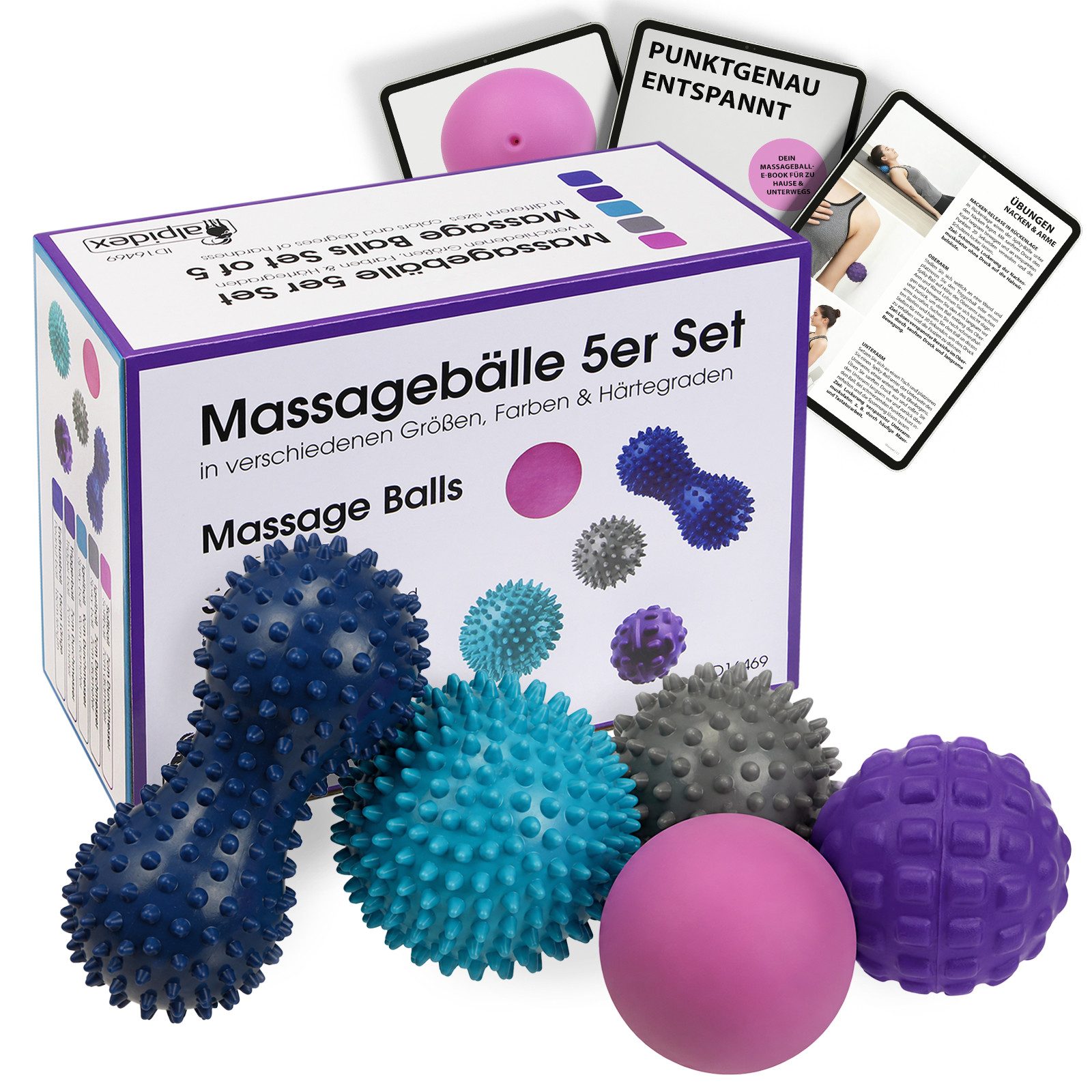 ALPIDEX Massageball ALPIDEX Massagebälle 5er Set in verschiedenen Härtegraden