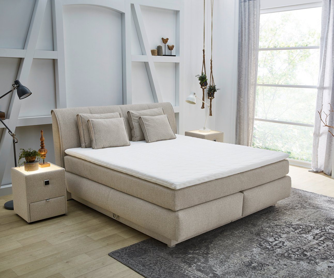 DELIFE Boxspringbett »Caorle«, Beige 180x200 Matratze