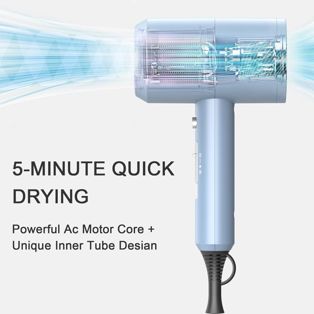 slopehill Haartrockner AC Motor Schnelltrocknen Hair Dryer, Salon mit Heiß-/Kalttaste, 1800 W, Profi Styling Set mit Diffusor und Konzentrator, 3 Concentrators and Diffuser, 3 Temperatureinstellungen, 2-Gang