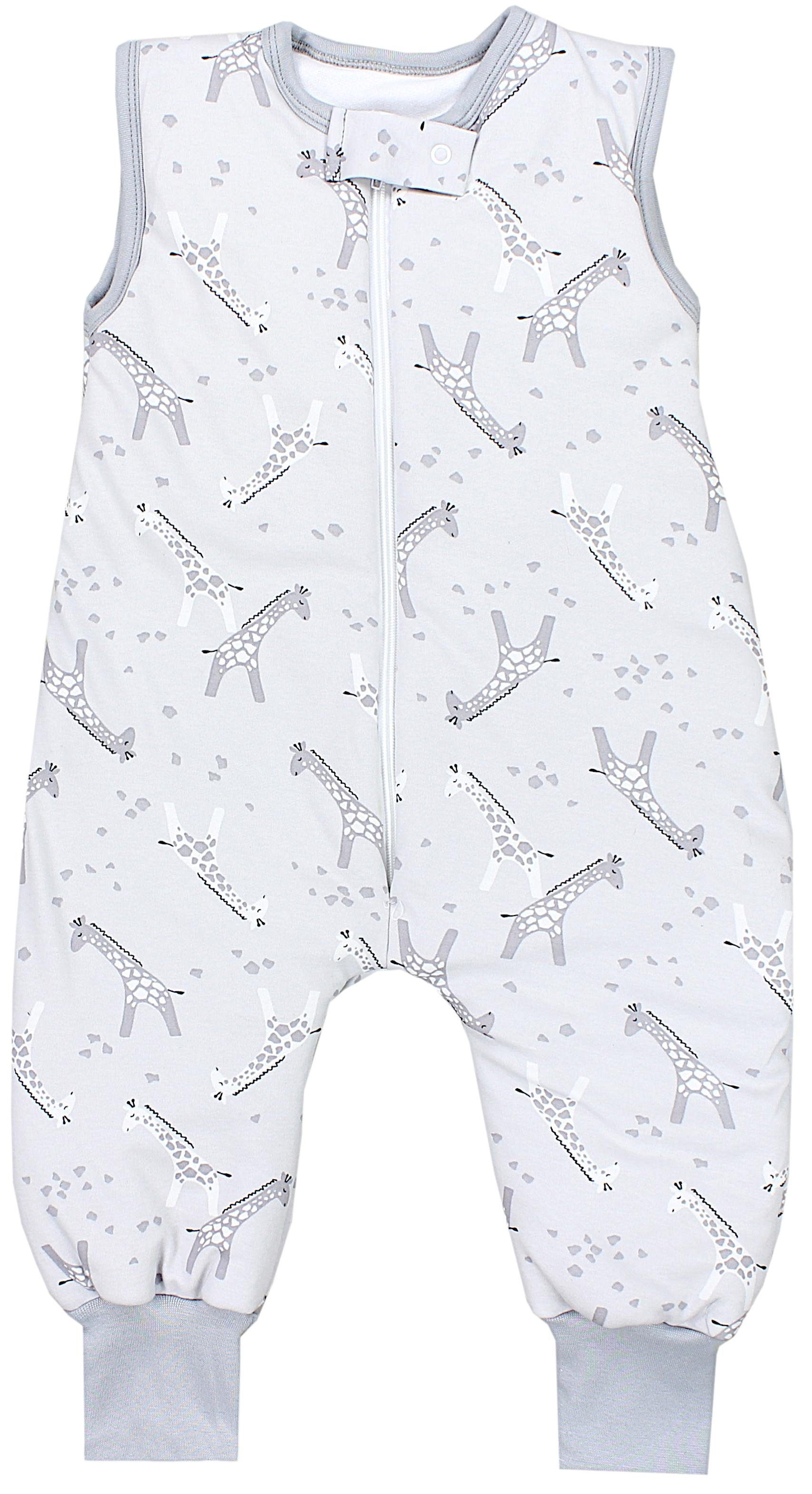TupTam Babyschlafsack Winter Schlafsack mit Beinen OEKO-TEX zertifiziert 2,5 TOG Unisex Weiß Graue Giraffen