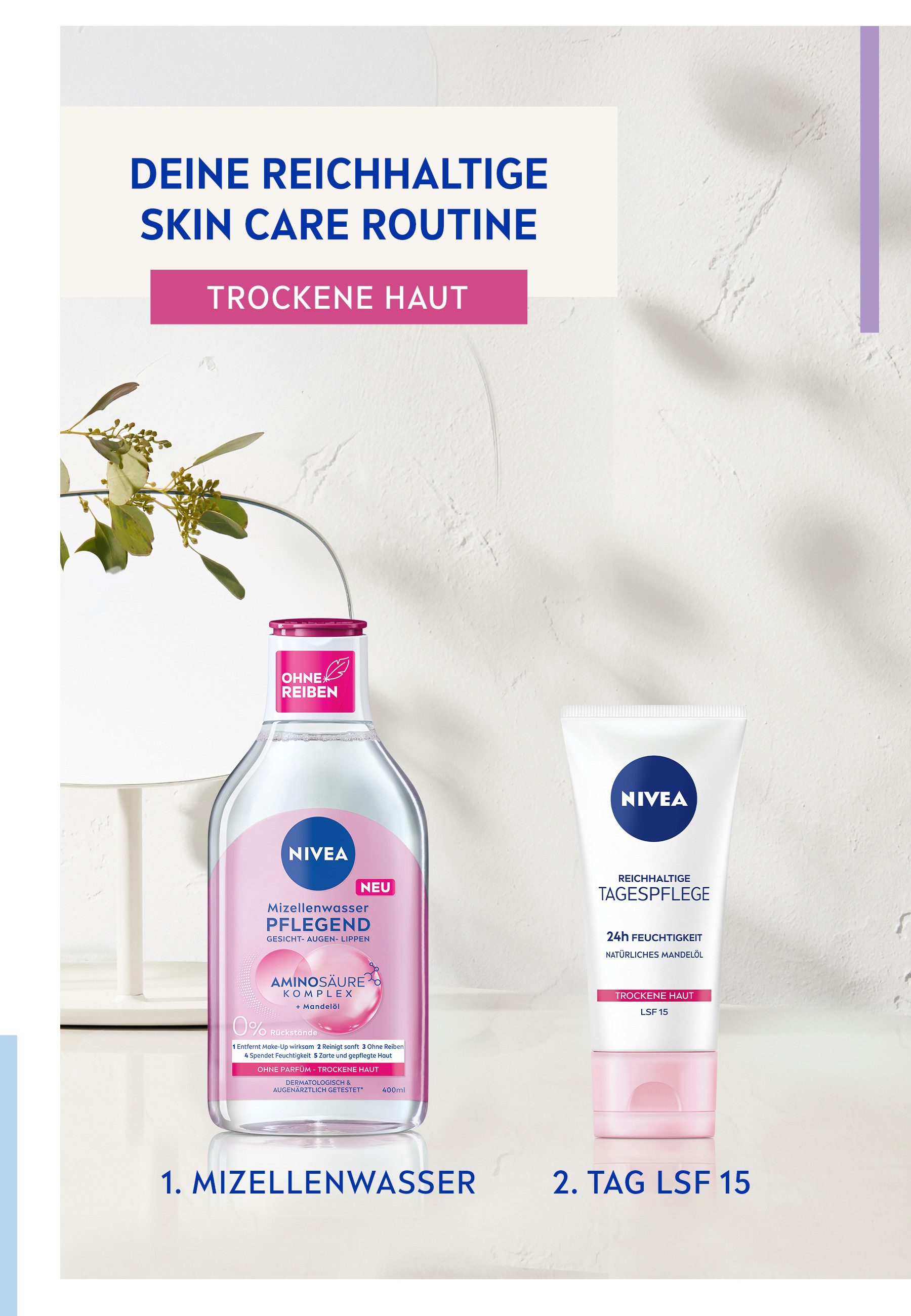 Nivea Tagescreme Reichhaltige Tagespflege LSF 15 3 x 50ml, 3-tlg., mit Mandelöl