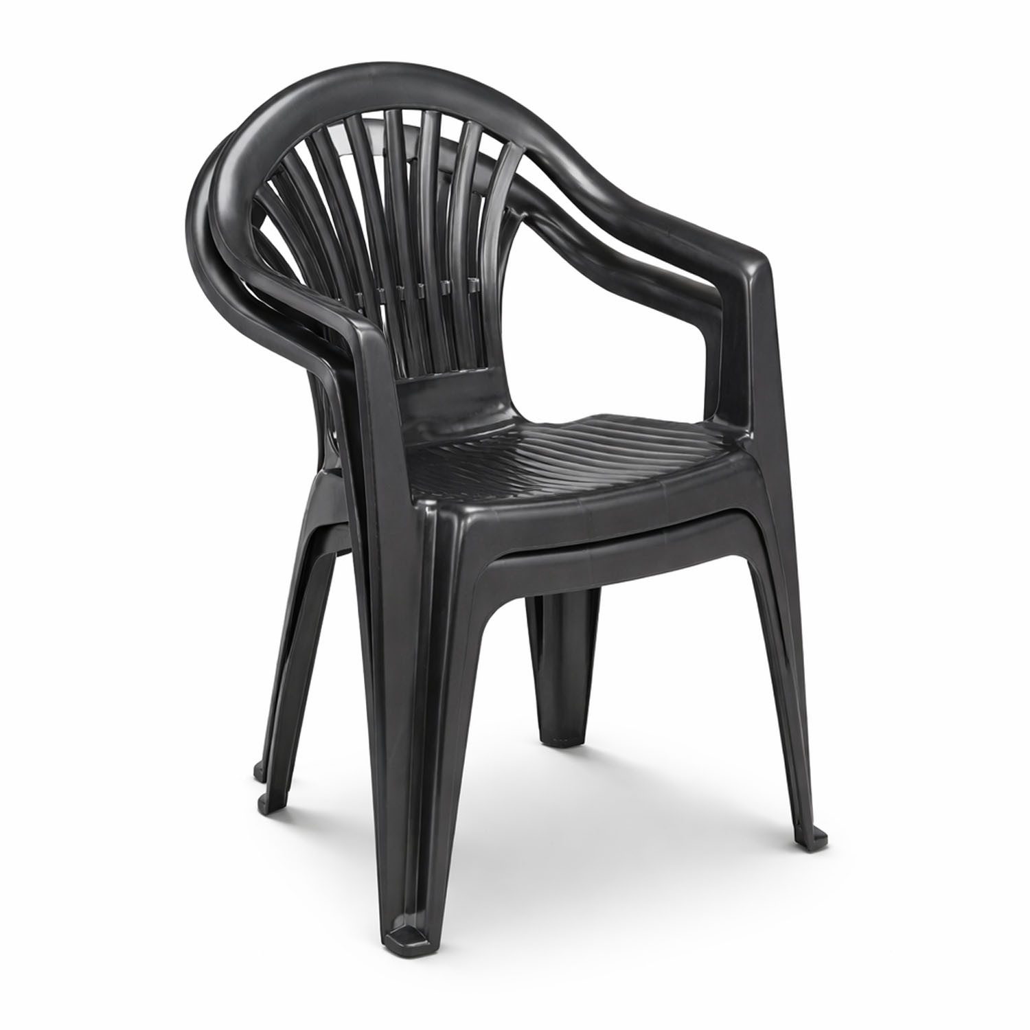 Mojawo Armlehnstuhl 2er Stapelstuhl Bistrostuhl Gartenstuhl MOJAWO Anthrazit Kunststoff