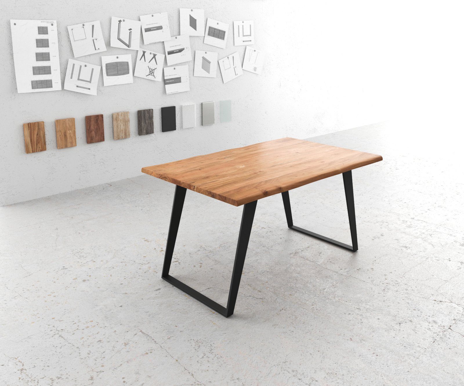 DELIFE Esstisch Edge, Akazie Natur 140x90 günstig online kaufen