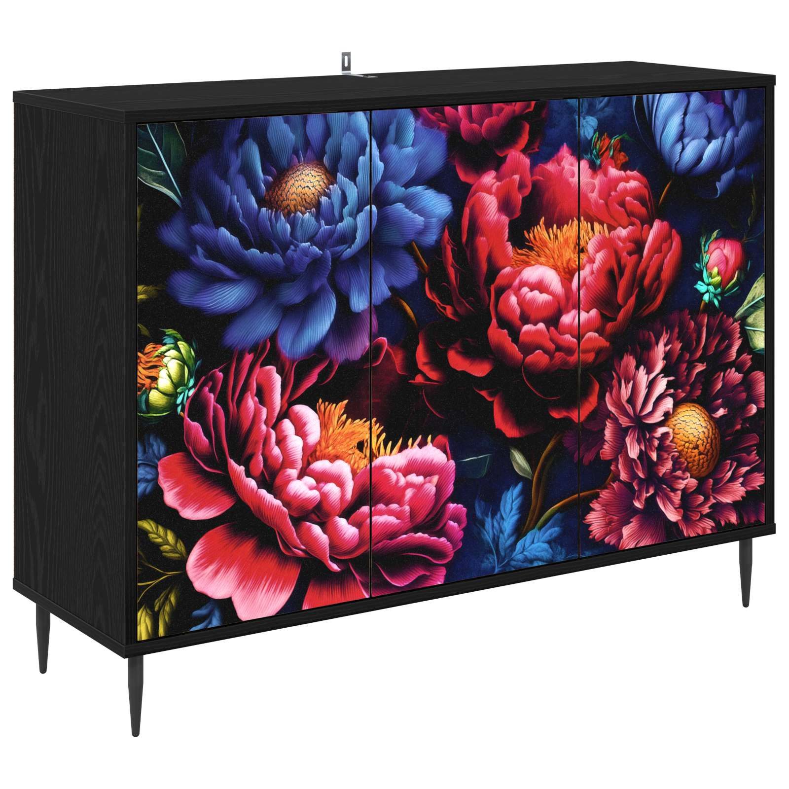 vidaXL Sideboard Sideboard KIEL Schwarz Eichen-Optik 102 x 33 x 76 cm (1 St)