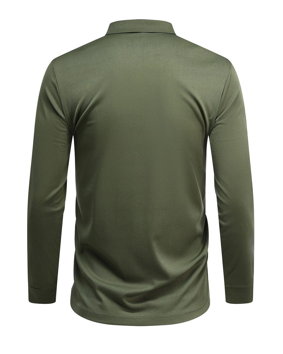 Allthemen Langarm-Poloshirt mit Reißverschluss Herren Poloshirt unifarben günstig online kaufen