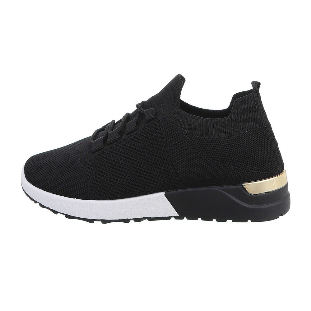 Ital-Design Flach Low-Top Sneaker Sneakers Low Freizeit in Schwarz Damen