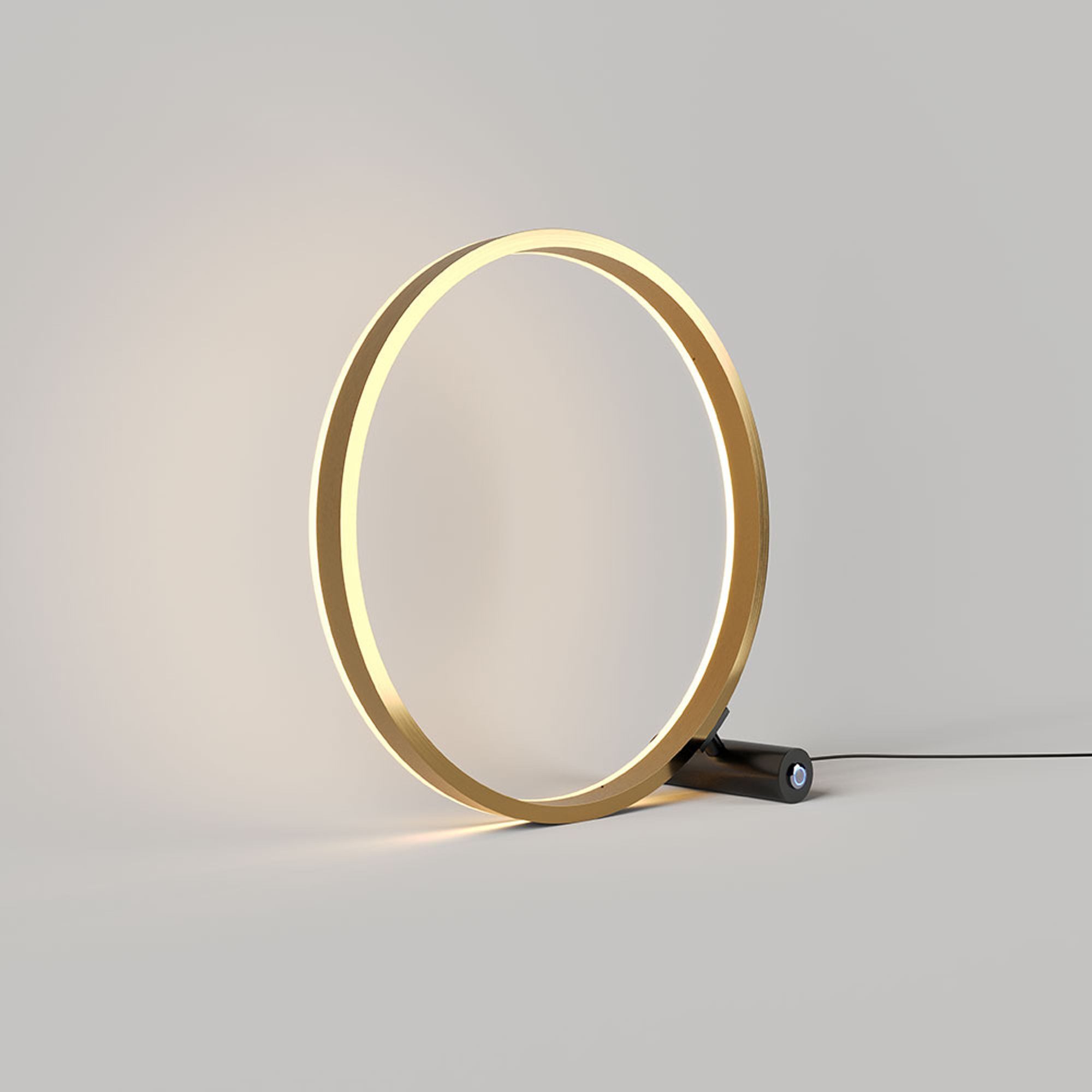 s.luce Tischleuchte LED Ringlampe Direkt oder Indirekt Schwarz/Gold, Warmweiß