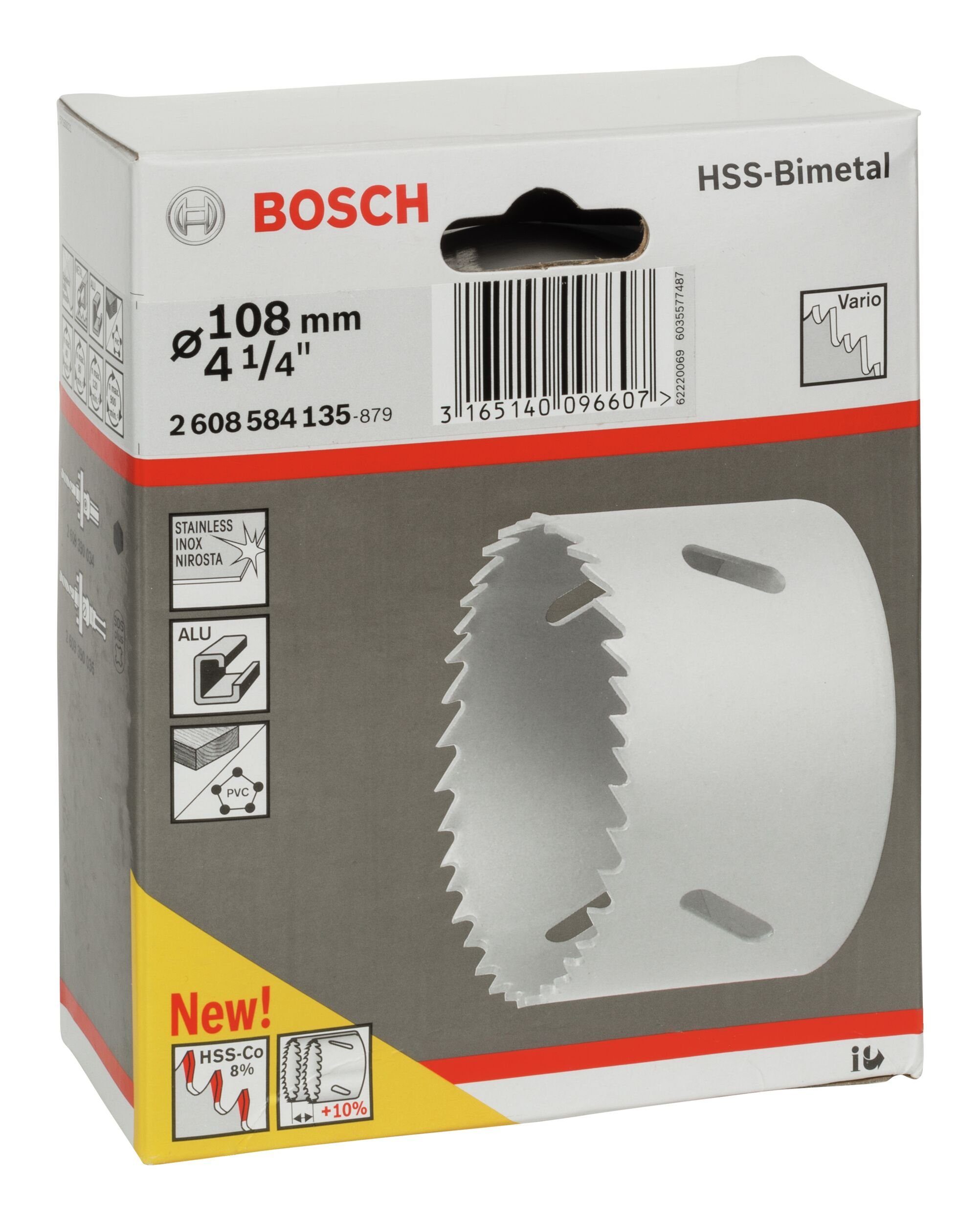 für HSS-Bimetall 108 / 1/4" mm, 4 Lochsäge, - Standardadapter BOSCH Ø