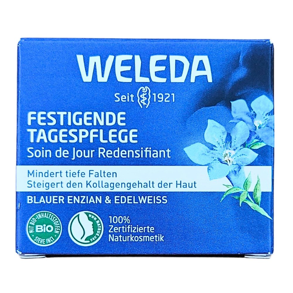 WELEDA Tagescreme Straffende Tagespflege mit Blauer Enzian & Edelweiß, Mindert tiefe Falten - Steigert der Kollagengehalt der Haut