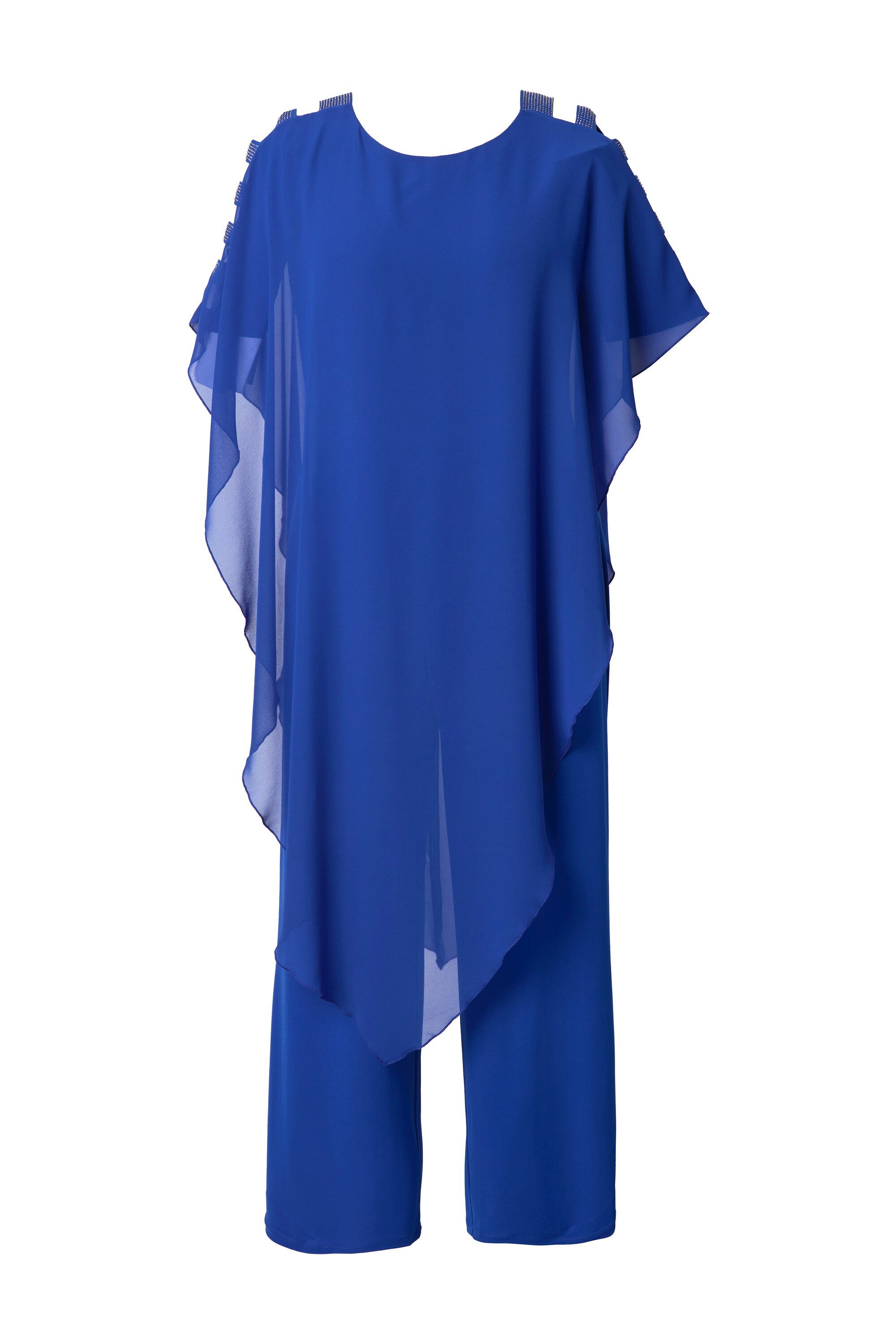 Ulla Popken Schlupfhose Jumpsuit Einteiler Jersey Chiffon-Überwurf günstig online kaufen