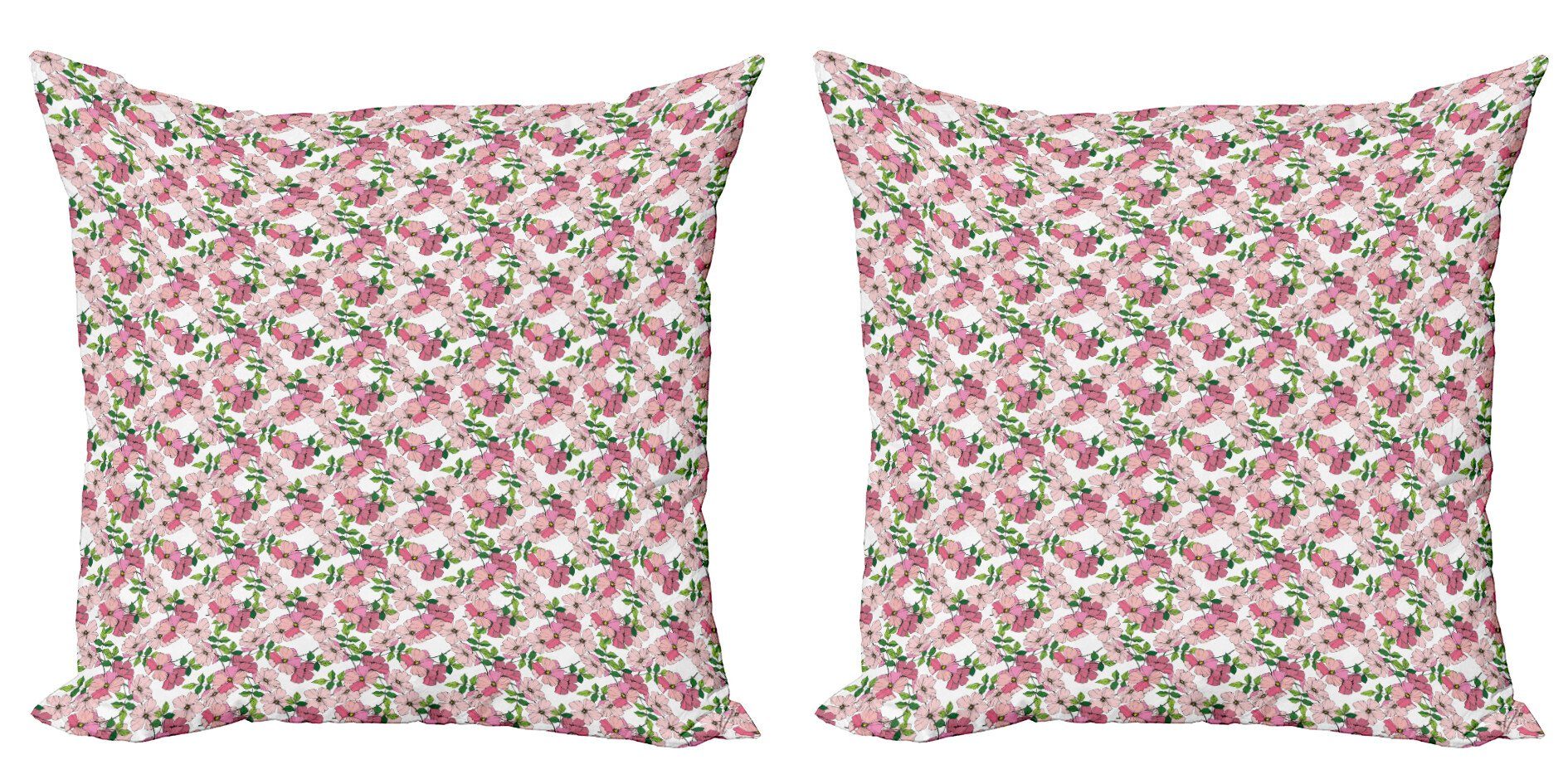 Accent Stück), Kissenbezüge Modern Rosa (2 Digitaldruck, Blumen Frühlings-Kunst Abakuhaus Doppelseitiger Wilde