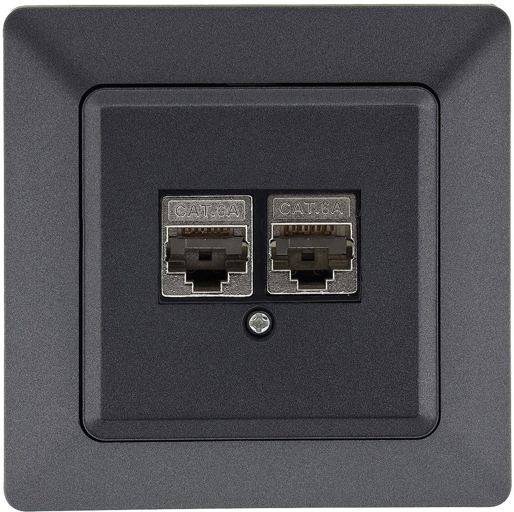 ChiliTec Unterputz-Steckdose MILOS Serie Steckdosen, Schalter, Rahmen, Dimmer, SAT, UP, Anthrazit