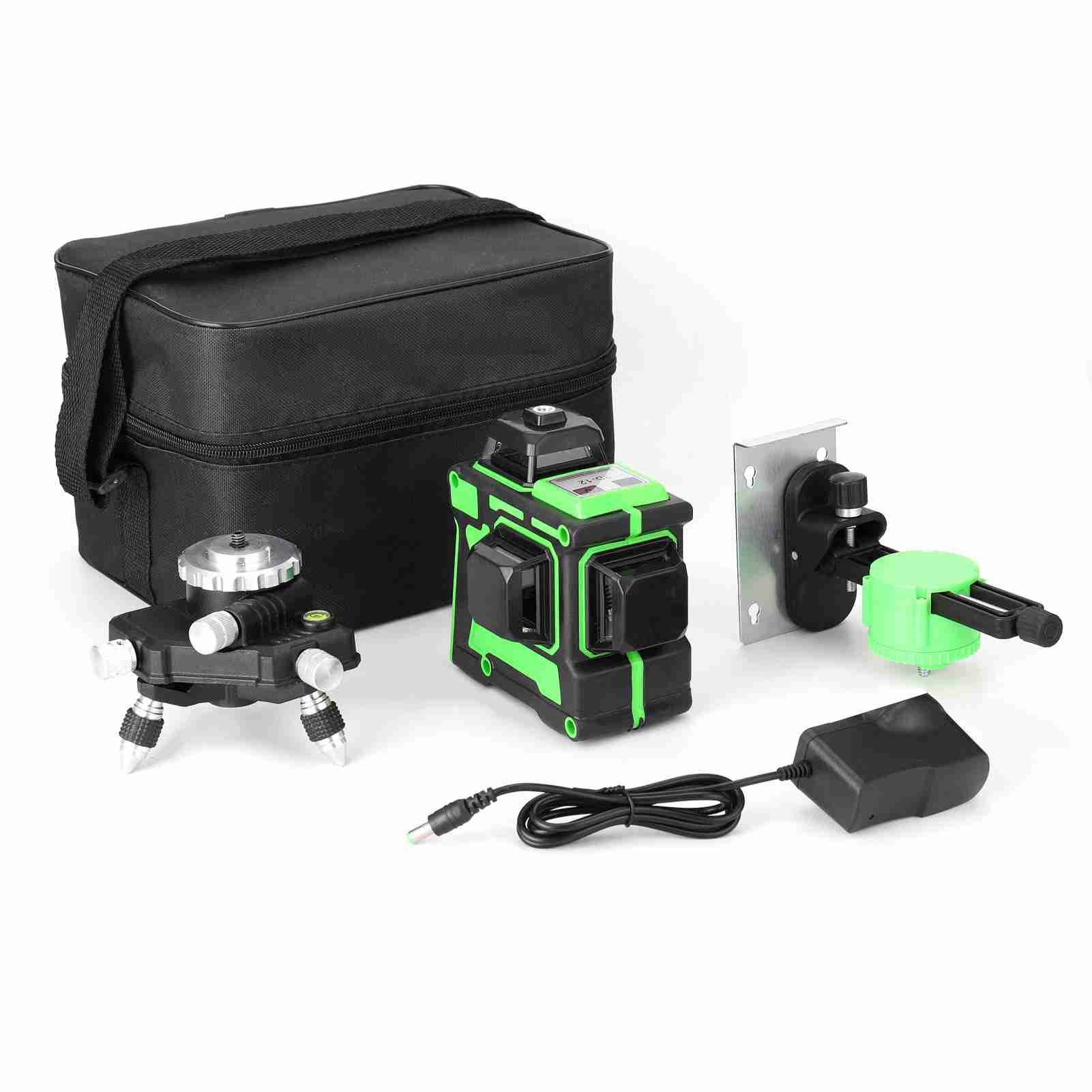 GARRYFIZH Laserwasserwaage 3D 12 Linien Kreuzlinienlaser Set Grüner Laser & 1,2m Stativ 30m, Stark, nicht leicht zu verformen, ±3° Selbstnivellierung