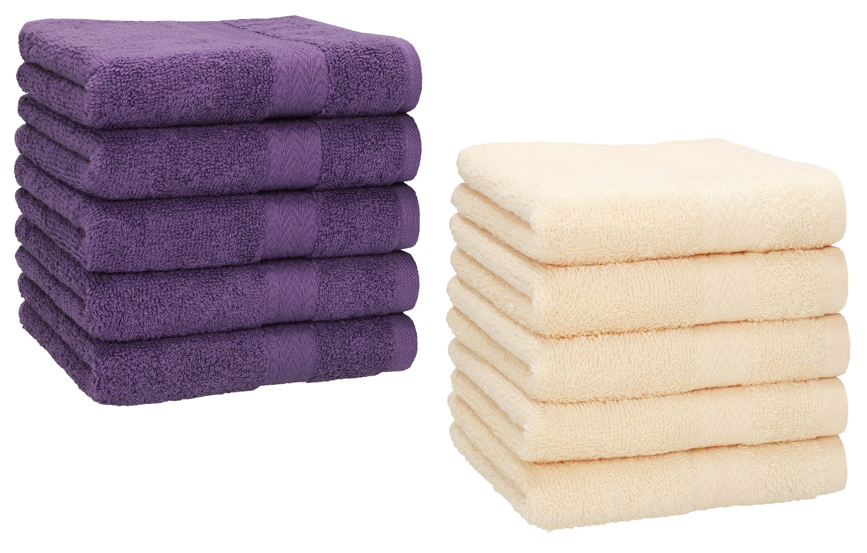 Betz Seiftuch 10 Stück Полотенца для лица Premium Farbe lila und beige, Baumwolle (Set, 10-St)