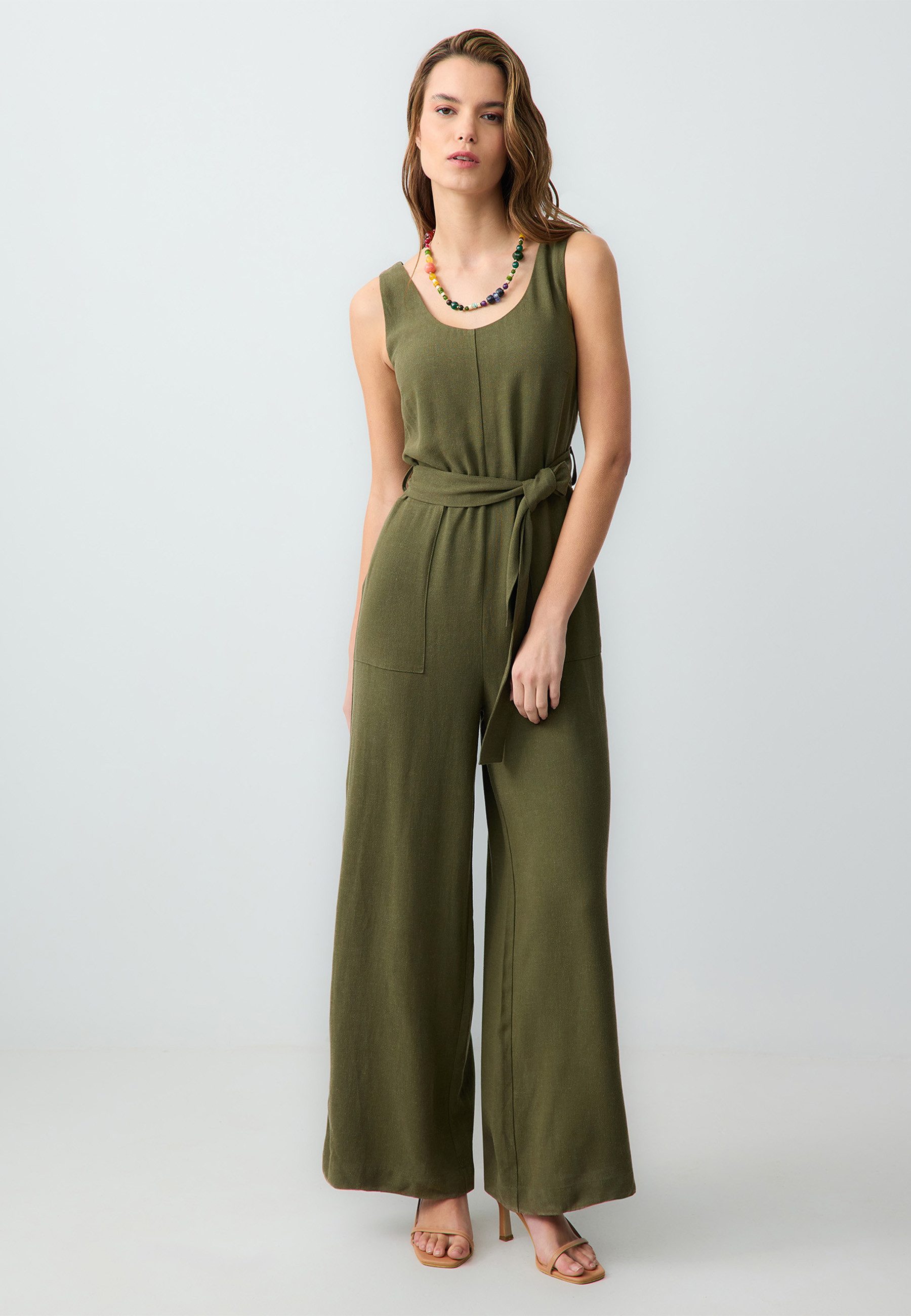 Jimmy Key Jumpsuit Geweven kaki jumpsuit günstig online kaufen