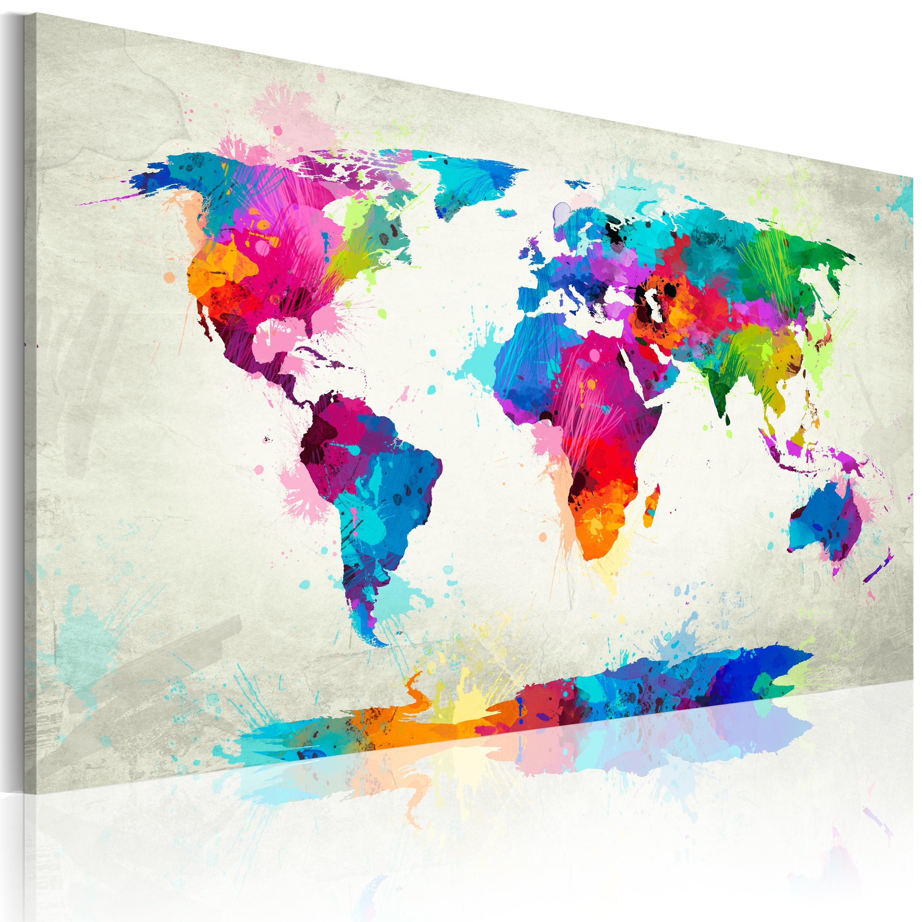 Artgeist Wandbild Map of the world - an explosion of colors