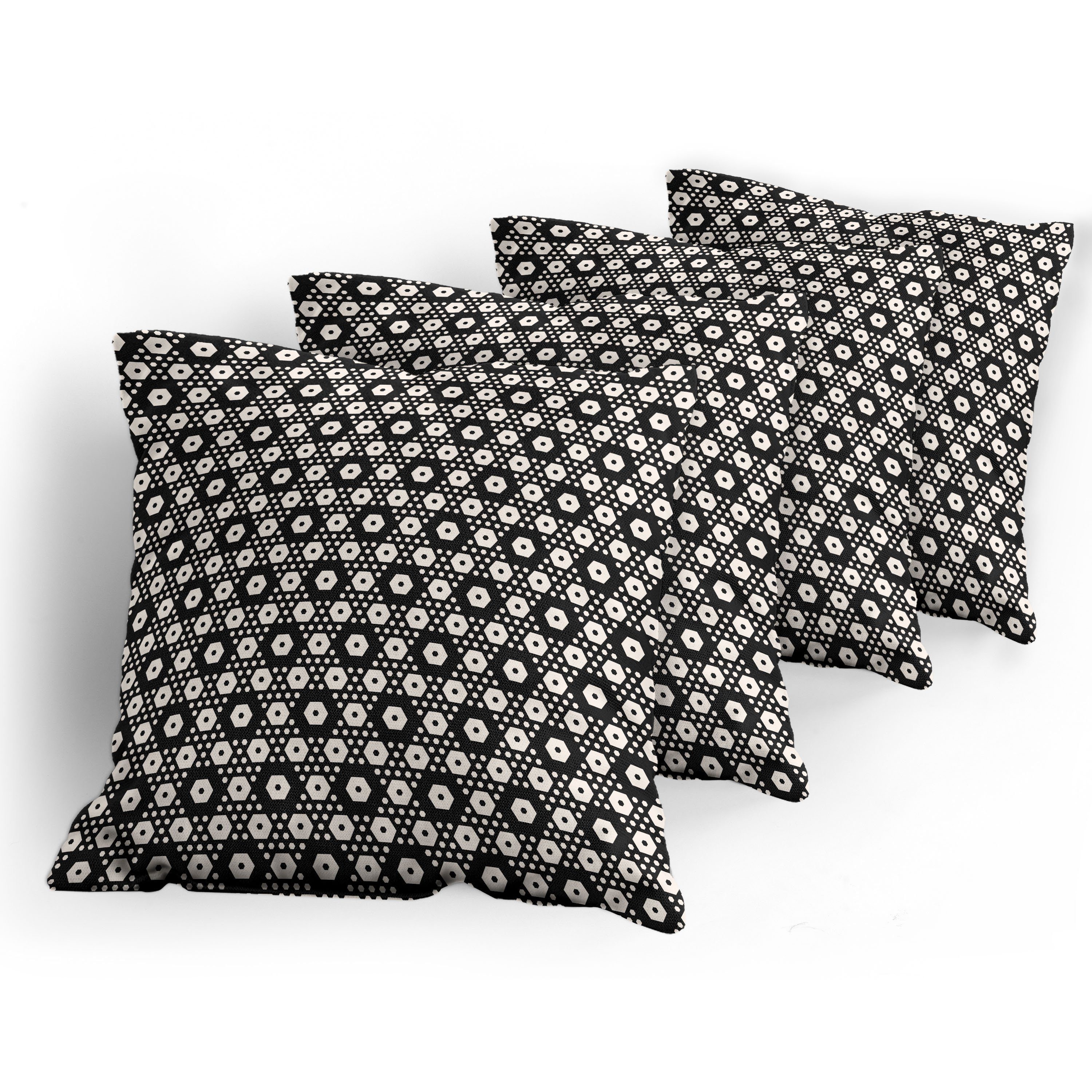 Abakuhaus Forms Digitaldruck, Stück), Modern (4 Hexagon Kissenbezüge Doppelseitiger Geometrisch Große Accent Kleine