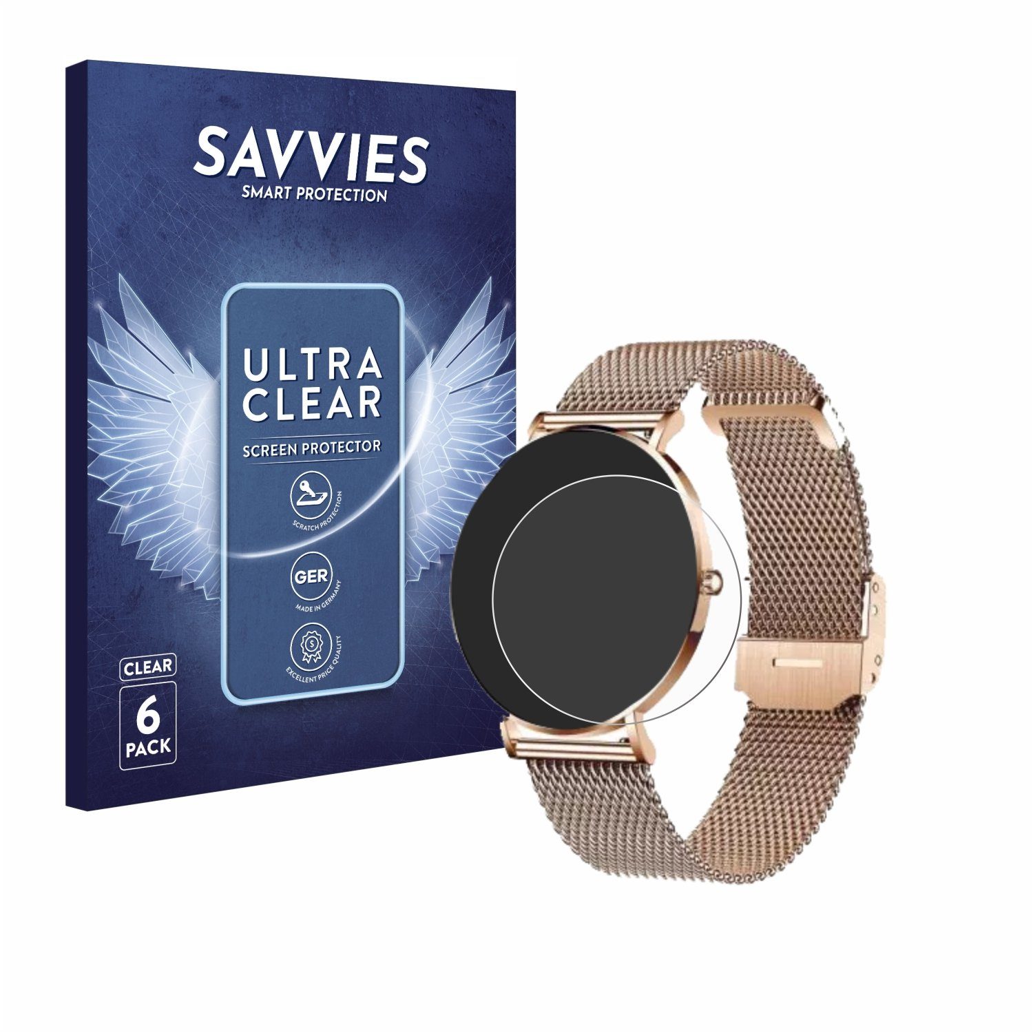 Savvies Displayschutzfolie Schutzfolie für Xcoast X-Watch Siona 2, 6 Stück, Displayschutz Schutz Folie Klar Transparent