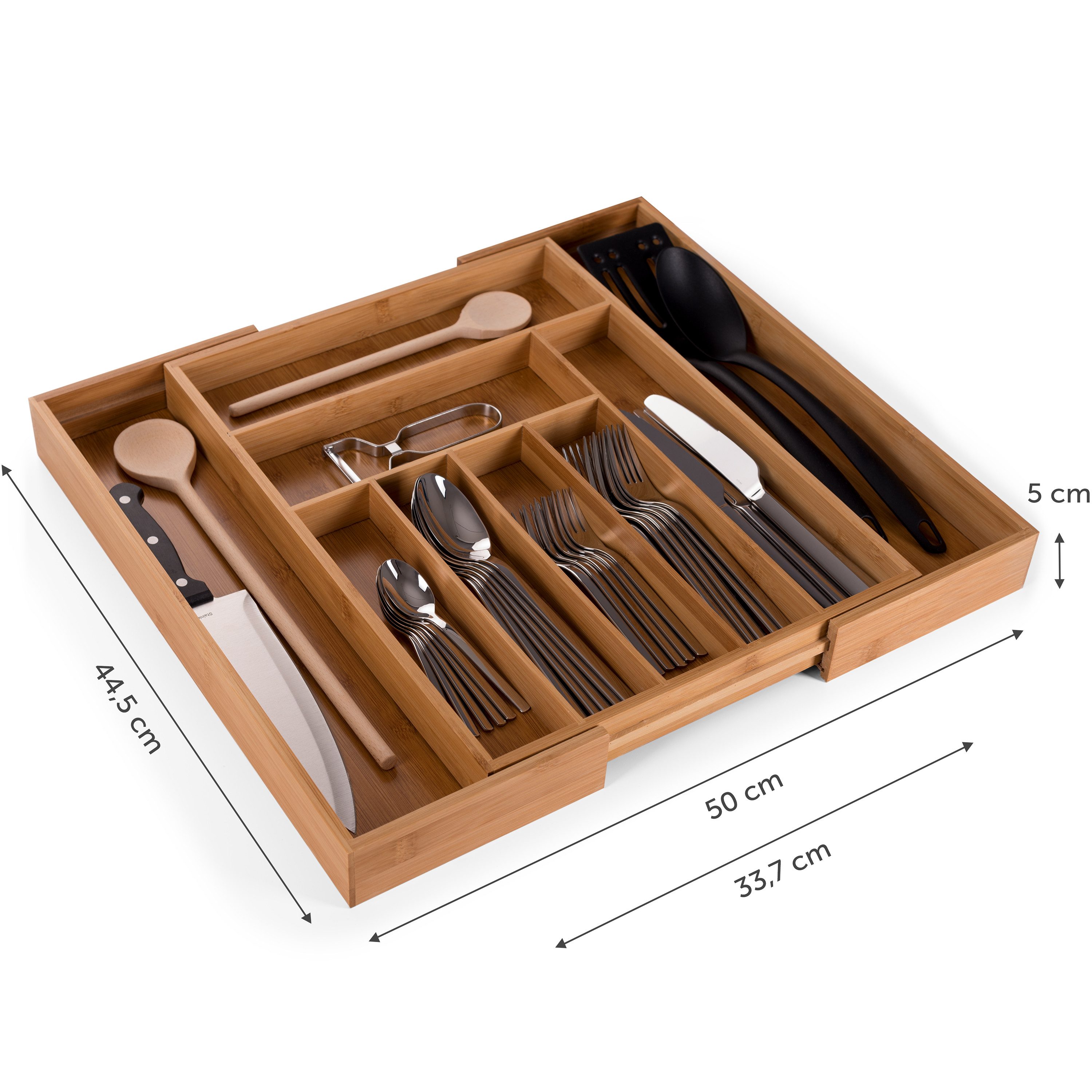 Blumtal Besteckkasten Schublade aus Bambus, größenverstellbarer Schubladen- günstig online kaufen