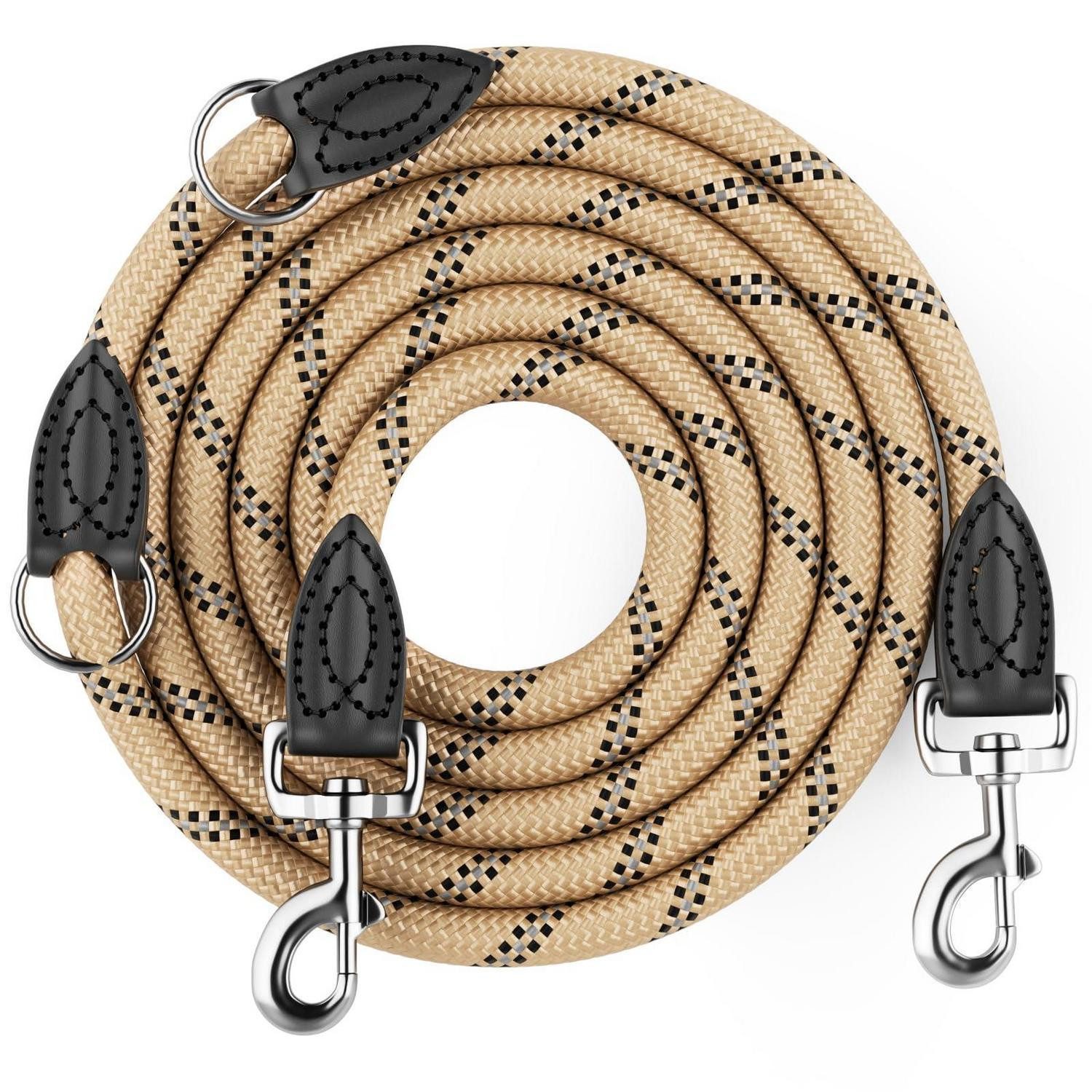 LuxusKollektion Hundeleine Hundeleine 2m beige verstellbar