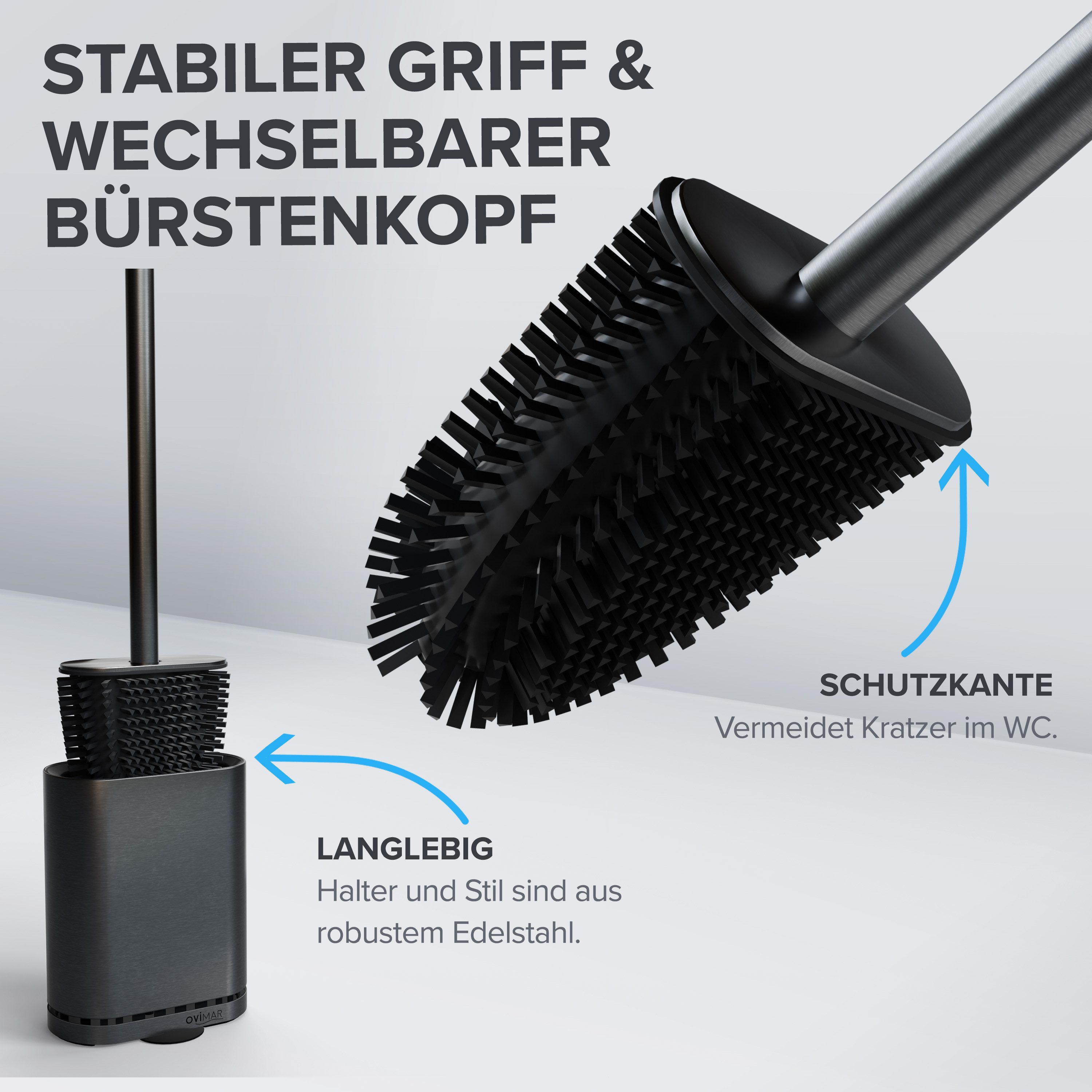 ovimar WC-Reinigungsbürste, (1-tlg), aus Edelstahl in Gunmetal zur Wandmontage (optional)