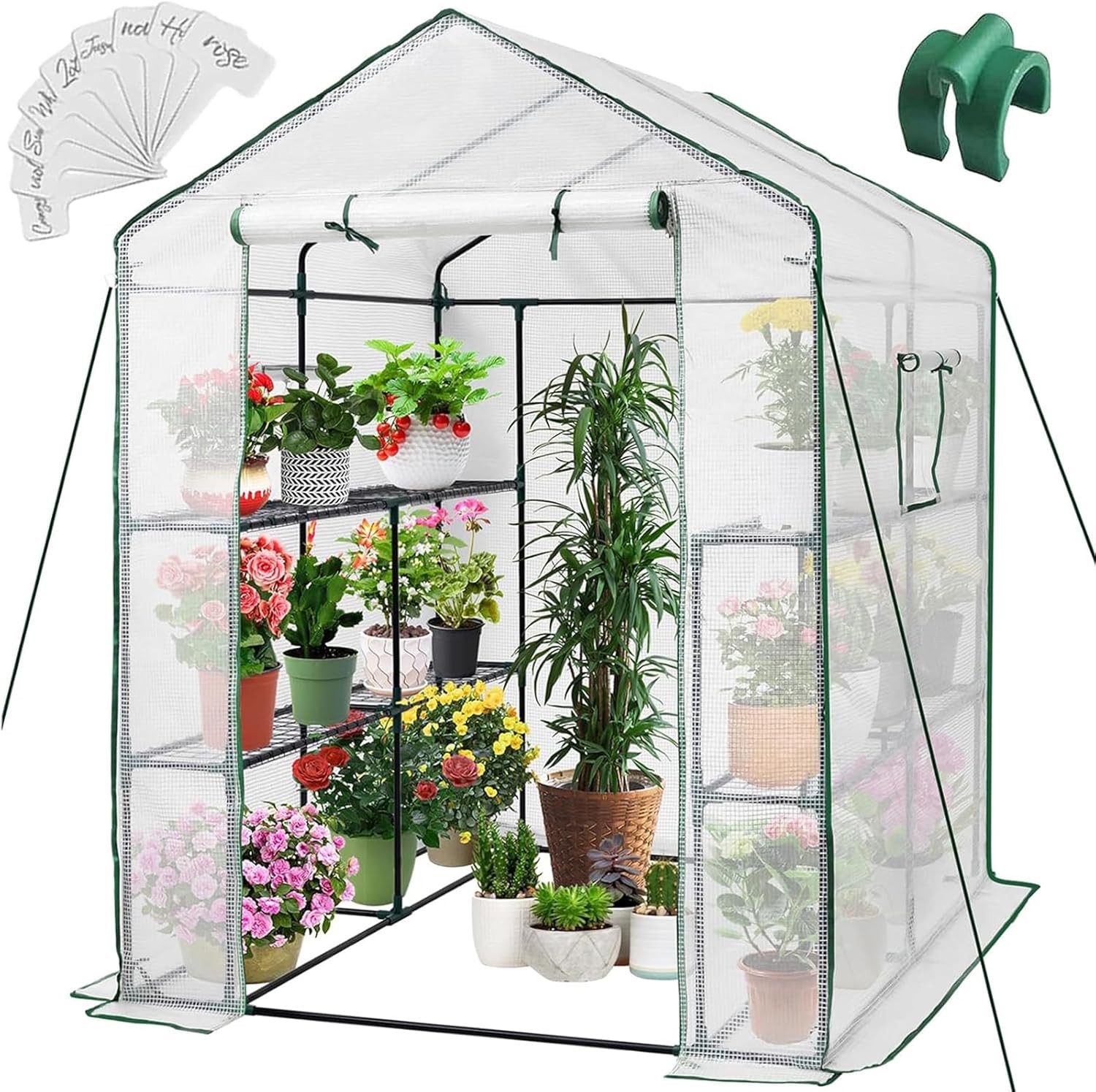 GarveeMore Gewächshaustür Gewächshaus-Kit für Outdoor Portable mit Mesh Side Windows