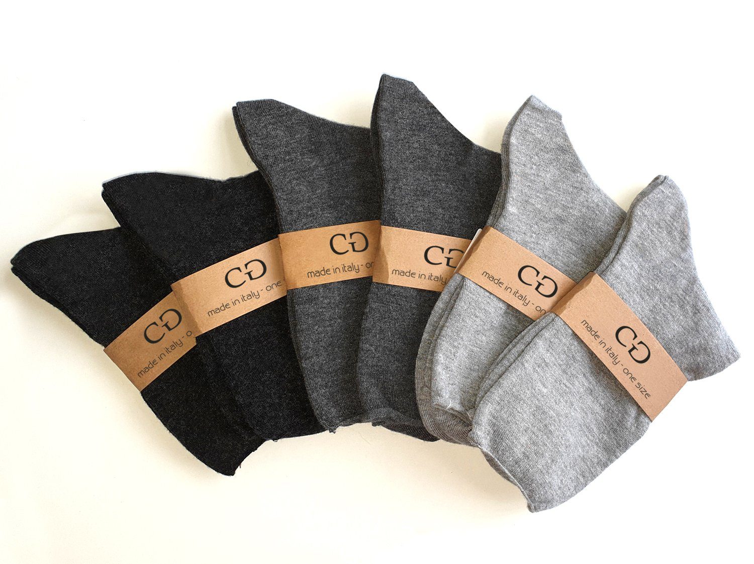 COOL7 Socken Damen Socken Cashmere 6er Pack grau OS (6er Pack, 6 Paar)  Hochwertig und weich durch Kaschmirwolle, vorgewaschen