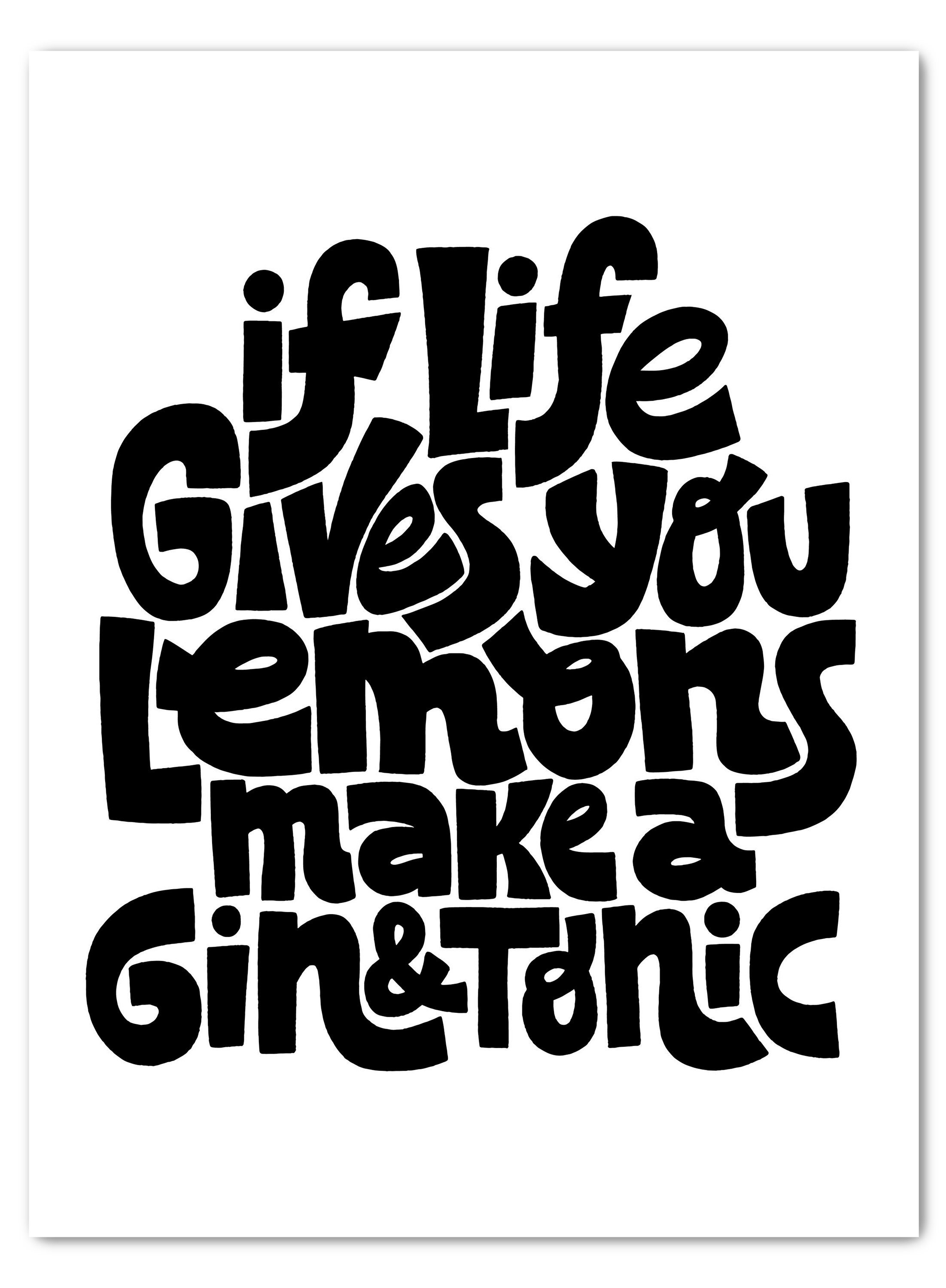 wandmotiv24 Leinwandbild Spruch, Gin Tonic, Hochformat, Sprüche (1 St