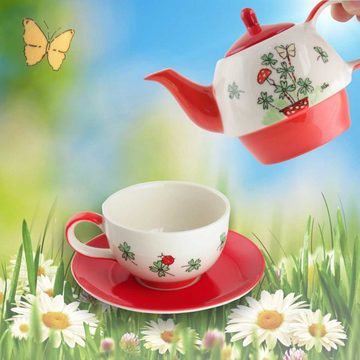 Mila Teekanne Mila Keramik Tee-Set Tea for One Viel Glück, 0,4 l, (Set)