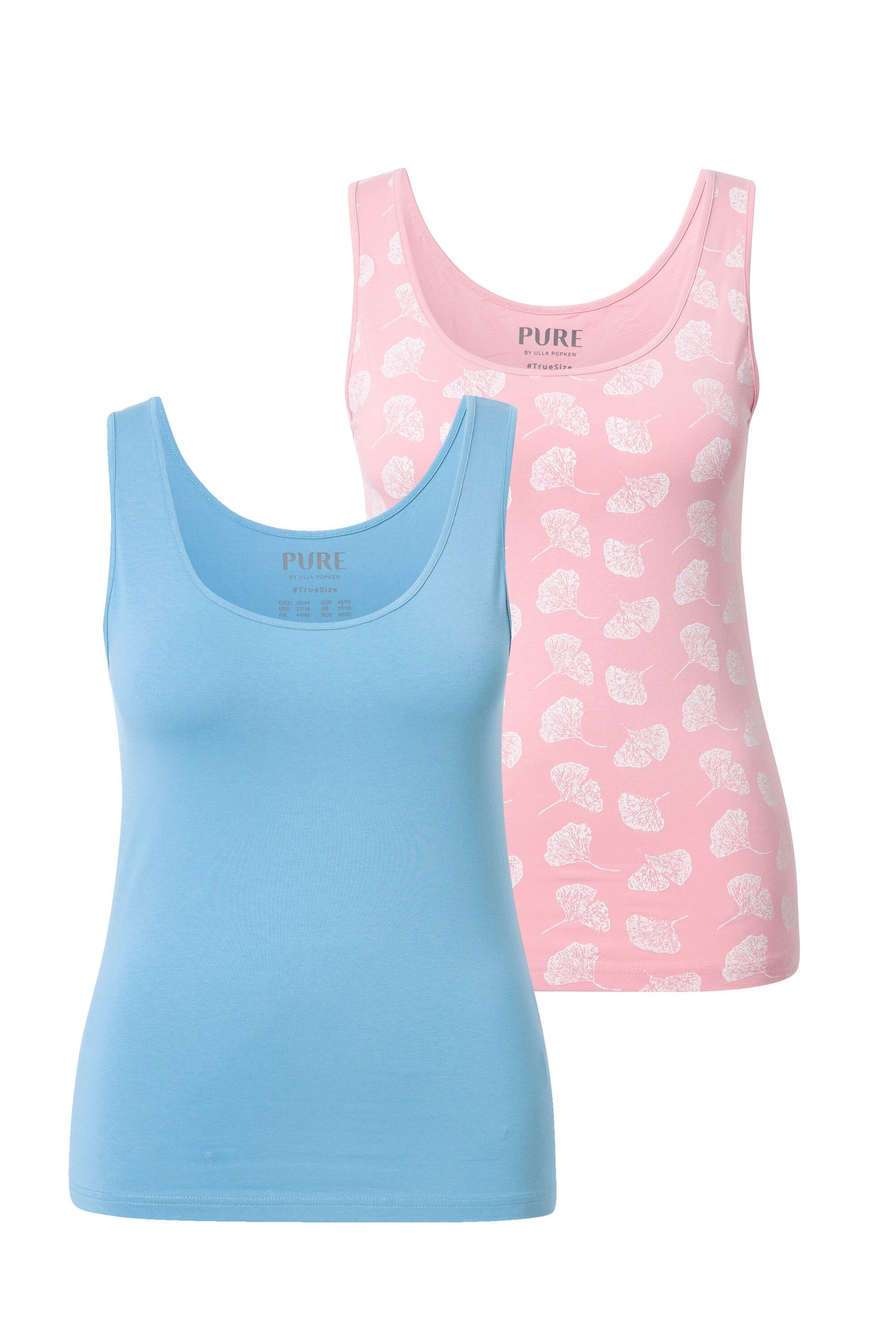 Ulla Popken Unterhemd Tanktops 2er-Pack uni/Gingko Rundhals Biobaumwolle