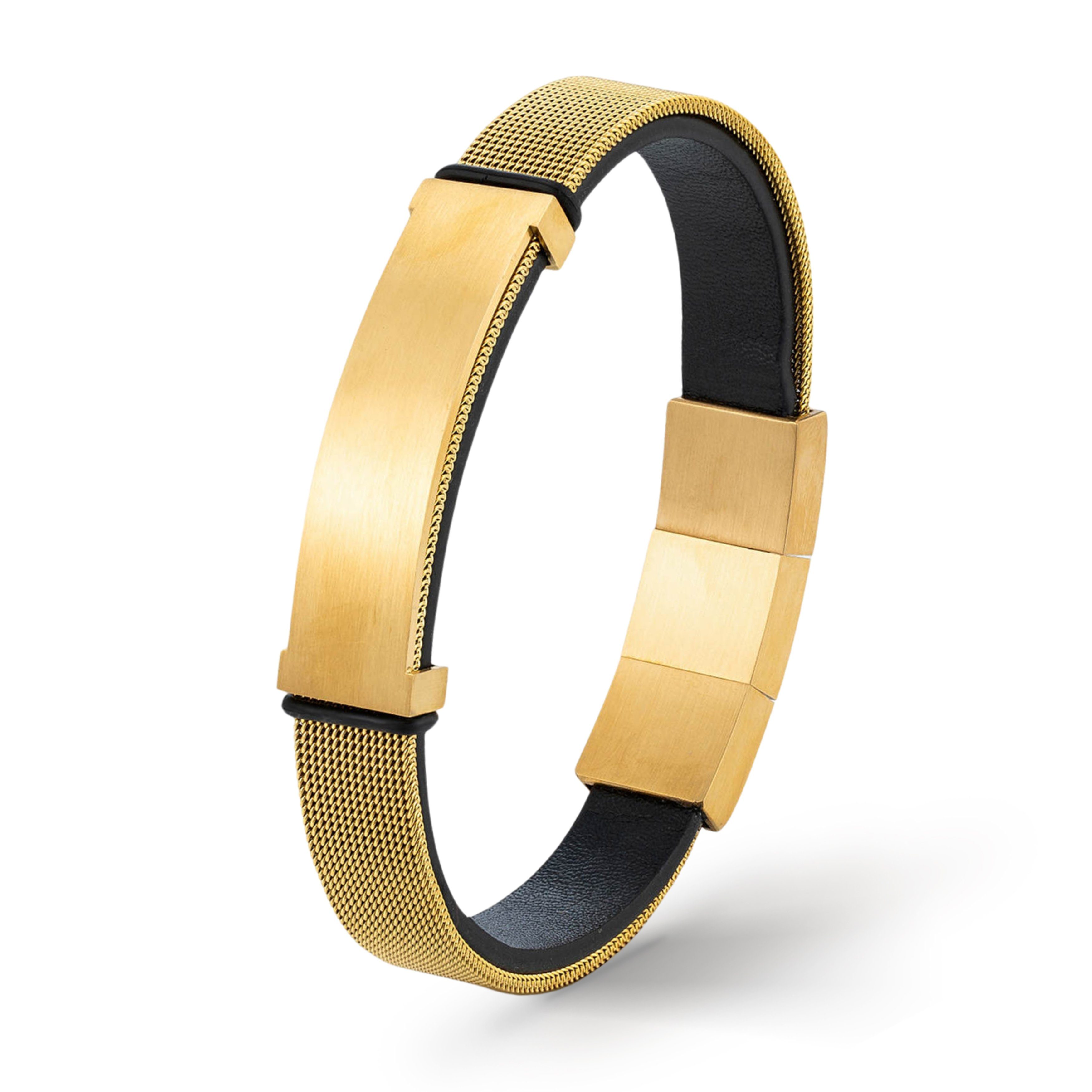 UNIQAL.de Goldarmband Gold Lederarmband Herren "SANTIAGO" 18k vergoldet (Ed günstig online kaufen