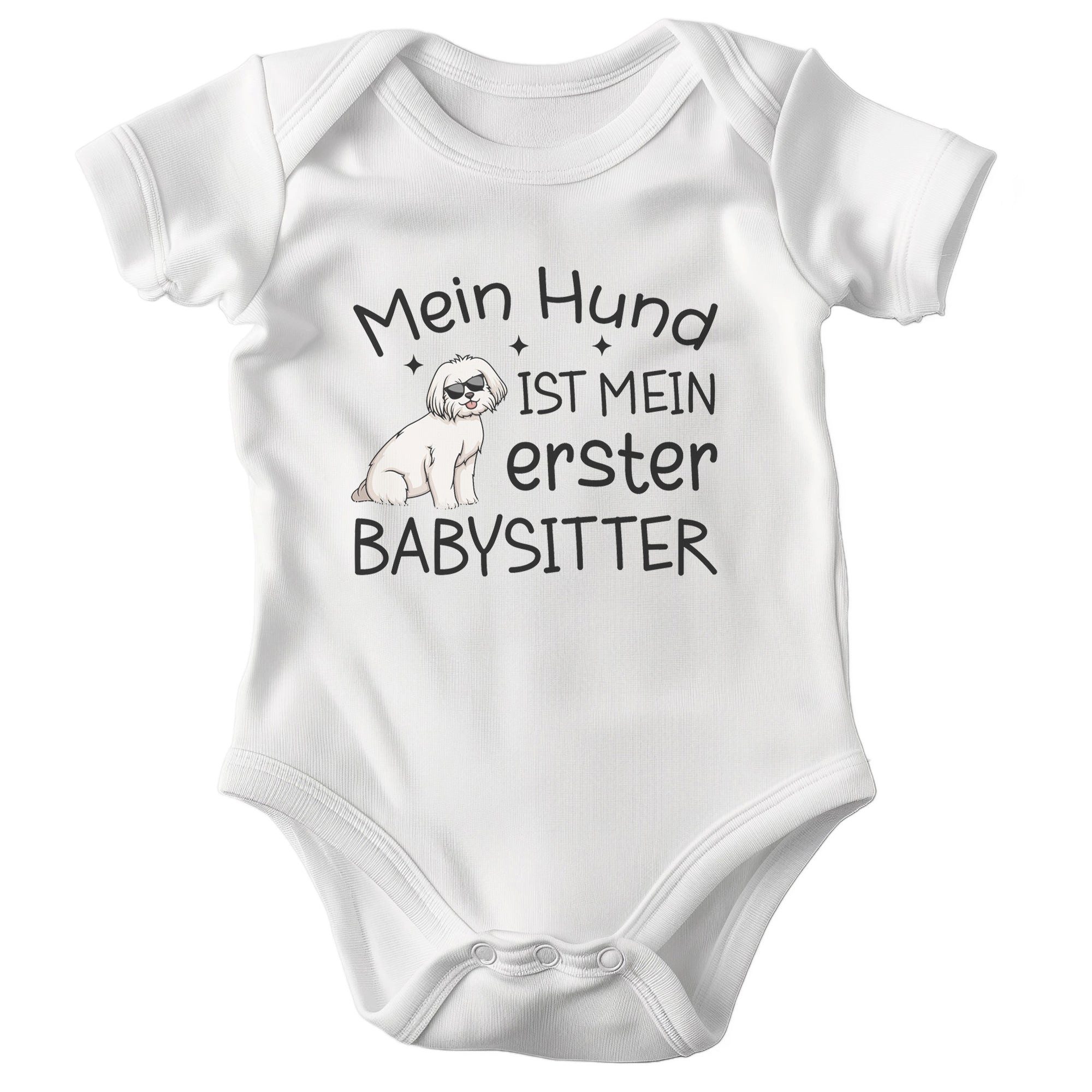 22Feels Kurzarmbody Bio Unisex Babybody Weiß Malteser Security Geschenk 1. Geburtstag BIO-Baumwolle - In Deutschland Bedruckt - Niedlicher Print