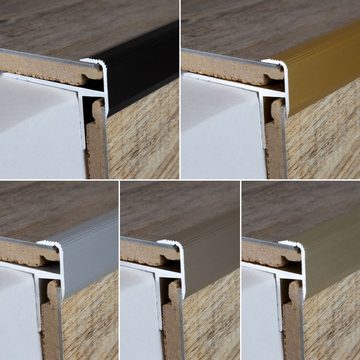 PROVISTON Treppenkantenprofil Aluminium, 10 x 8.5 x 1000 mm, Bronze Dunkel, Treppenkante Winkel