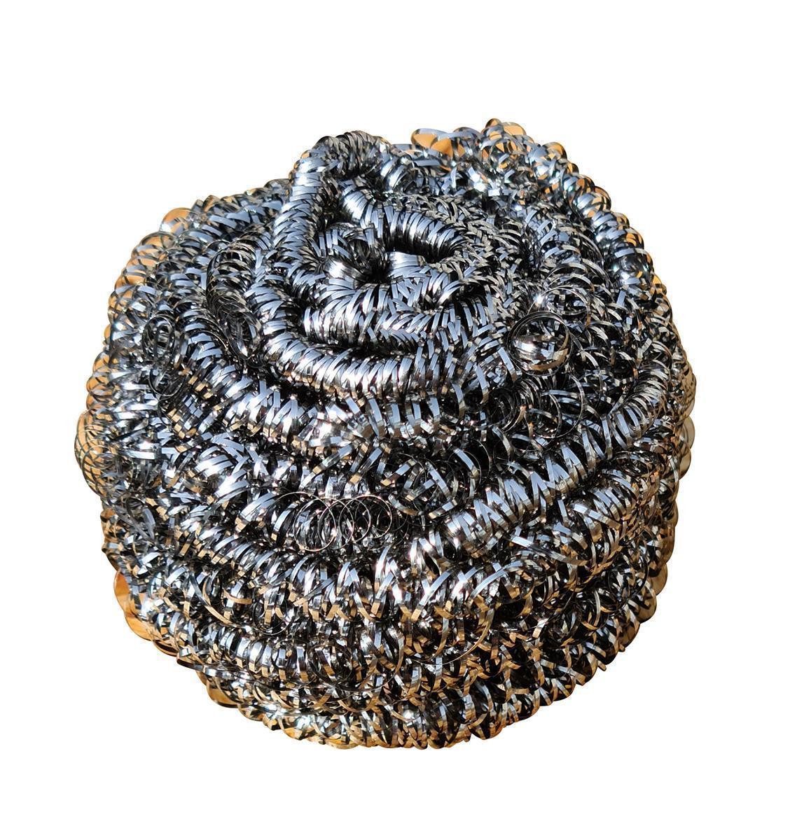 Jean Products Reinigungsschwamm Edelstahl Topfkratzer Spirale 3 Stück, Silber, Reinigungsball Drahtkugel Spülschwamm Stahlschwamm Scheuerpad