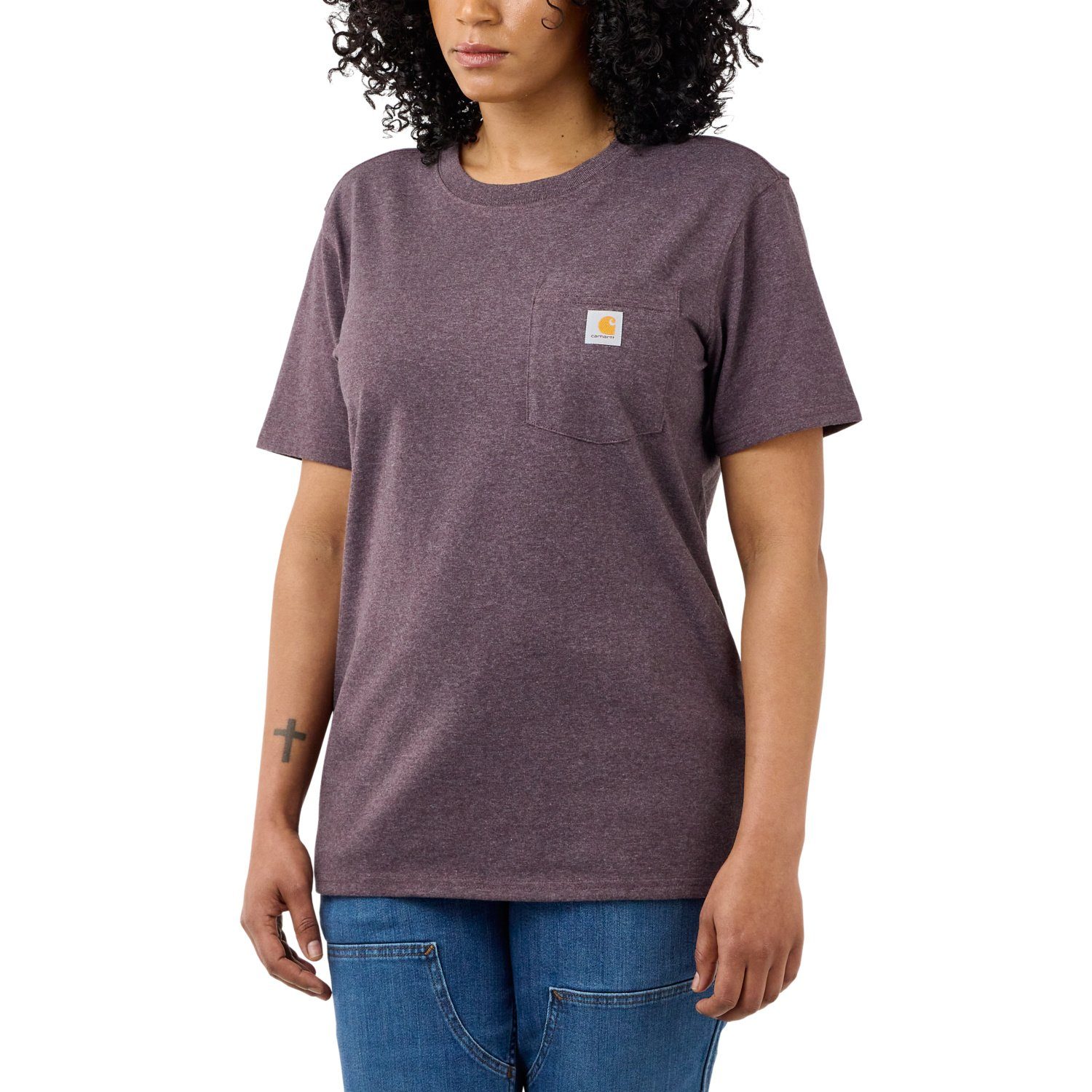 Damen heather Adult Short-Sleeve Pocket Loose Carhartt T-Shirt T-Shirt Heavyweight blackberry Fit Carhartt