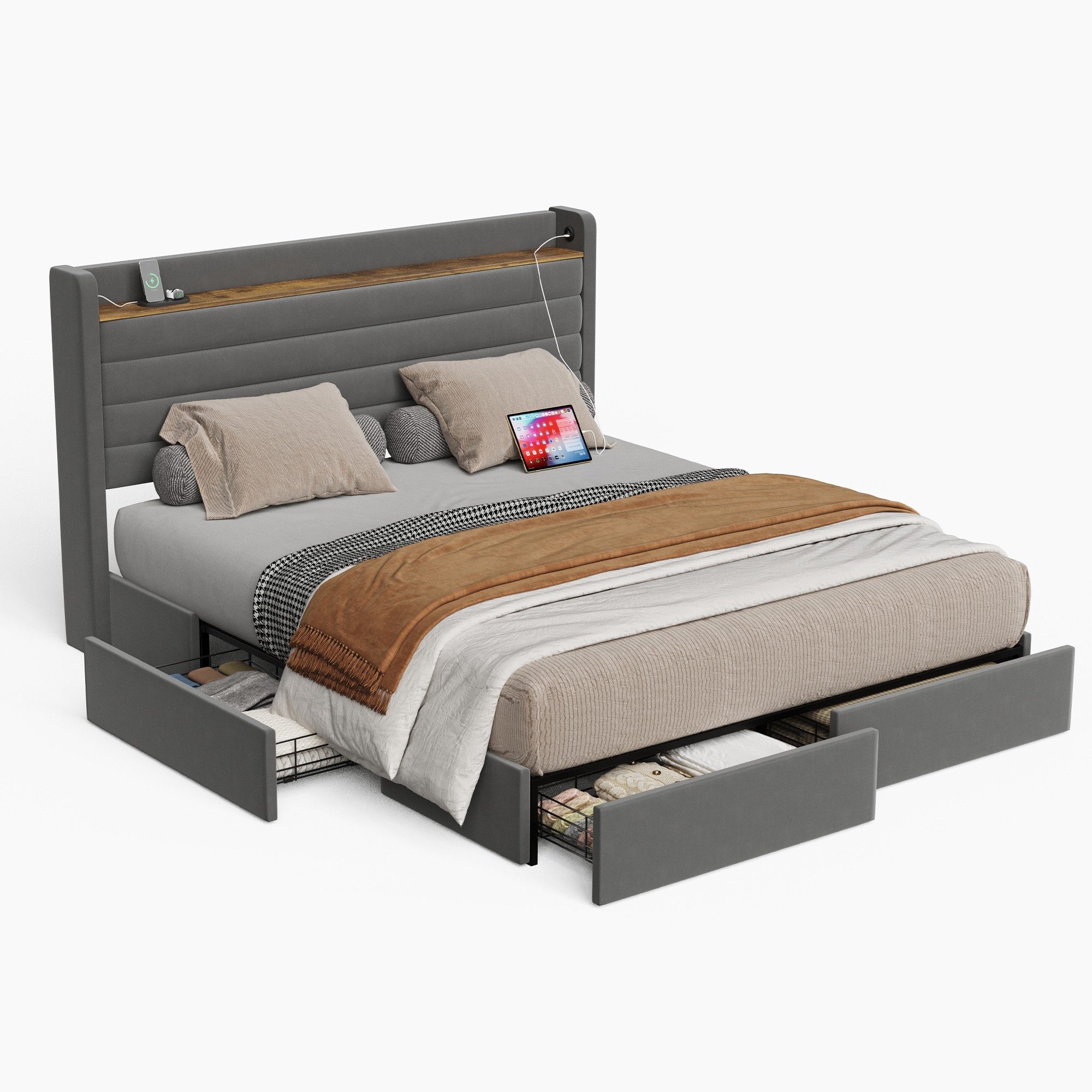 LVHOM Polsterbett 140x200cm/160x200cm Bettgestell, Doppelbett/Stauraumbett/ günstig online kaufen