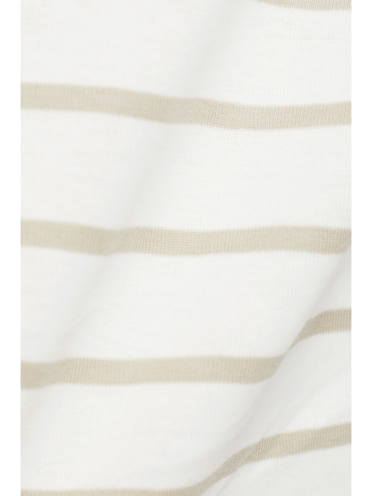 GREEN Esprit mit Collection Gestreiftes Ausschnitt DUSTY T-Shirt rundem Baumwolltop (1-tlg)