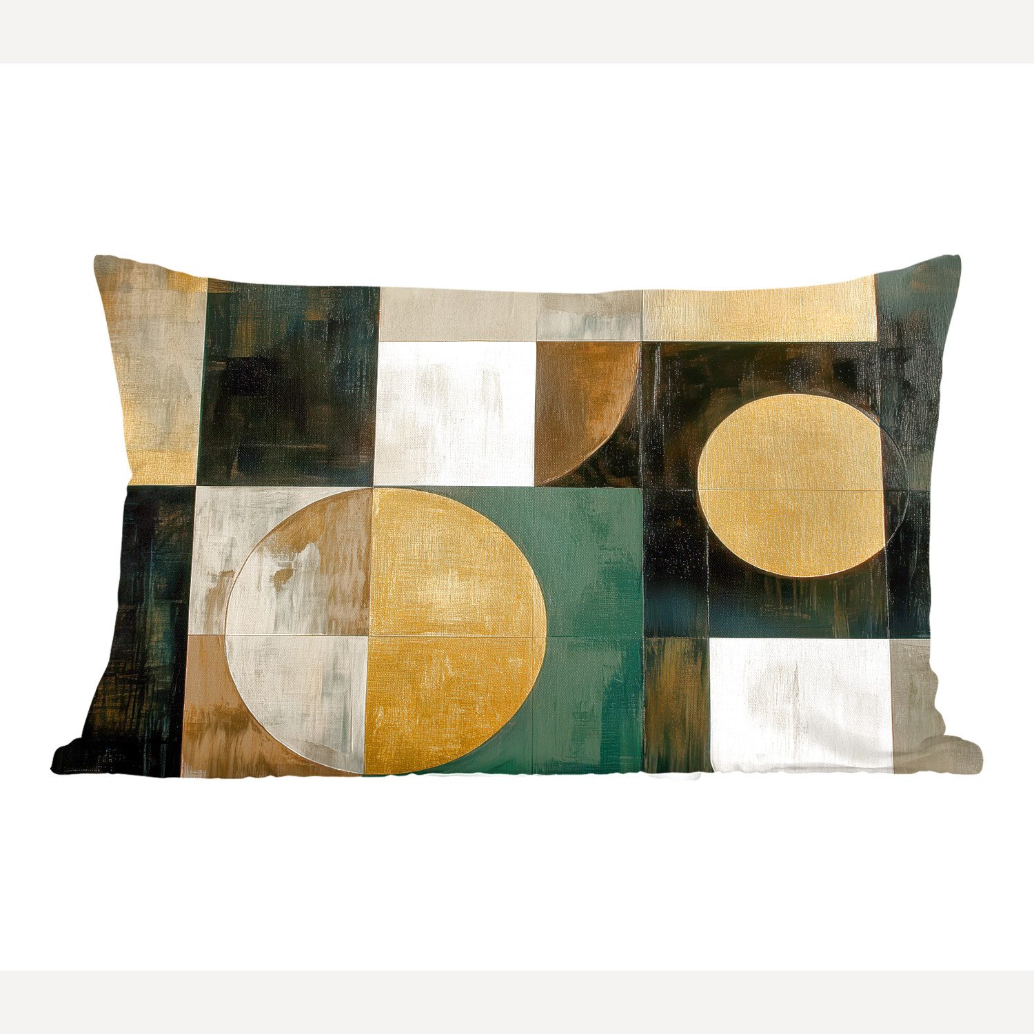 MuchoWow Dekokissen Abstrakt - Gold - Bronze - Formen - Geometrisch, Dekoration, Zierkissen, Kissen mit Füllung, 50x30 cm