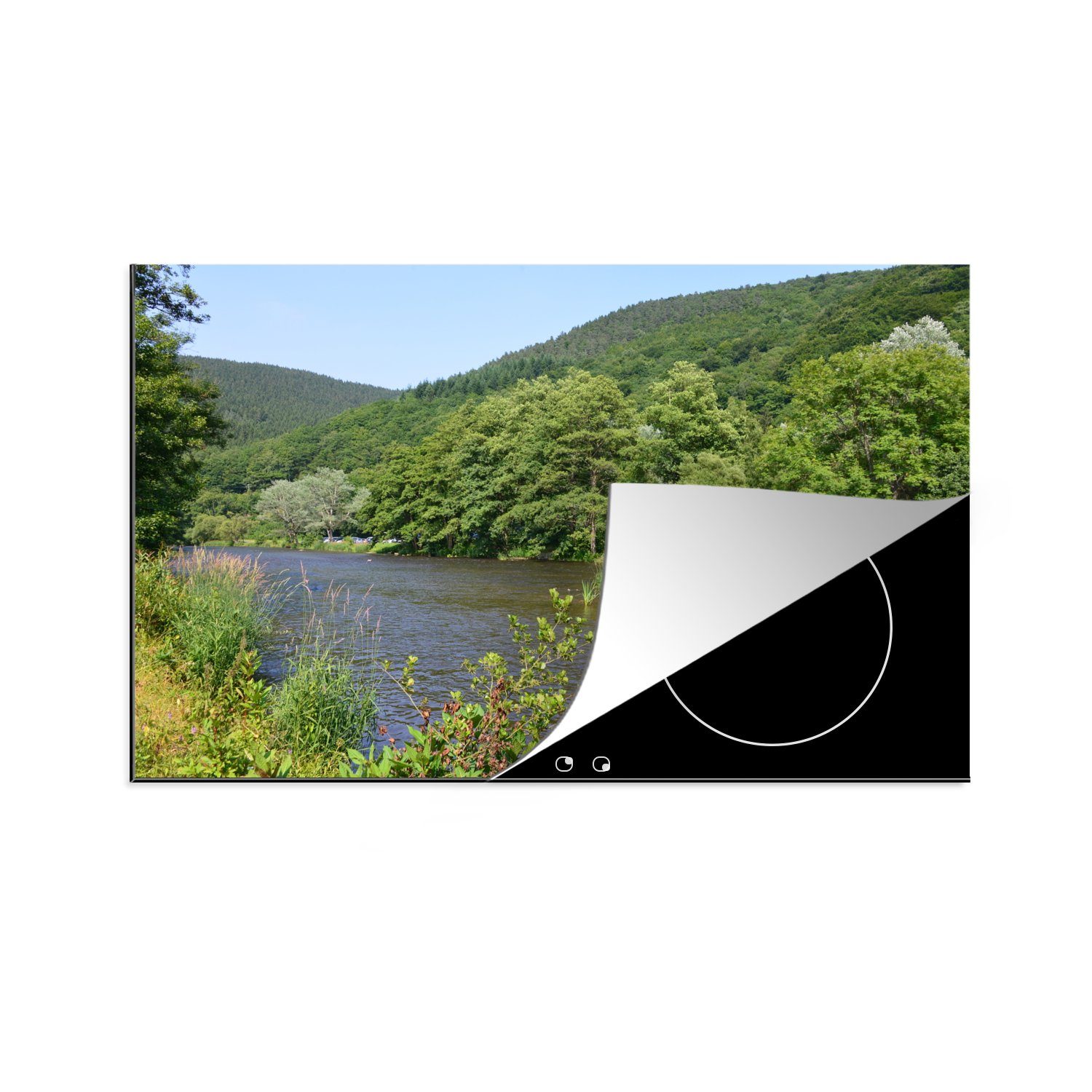 MuchoWow Herdblende-/Abdeckplatte Ein Fluss fließt durch die Ardennen, Vinyl, (1 tlg), 81x52 cm, Induktionskochfeld Schutz für die küche, Ceranfeldabdeckung