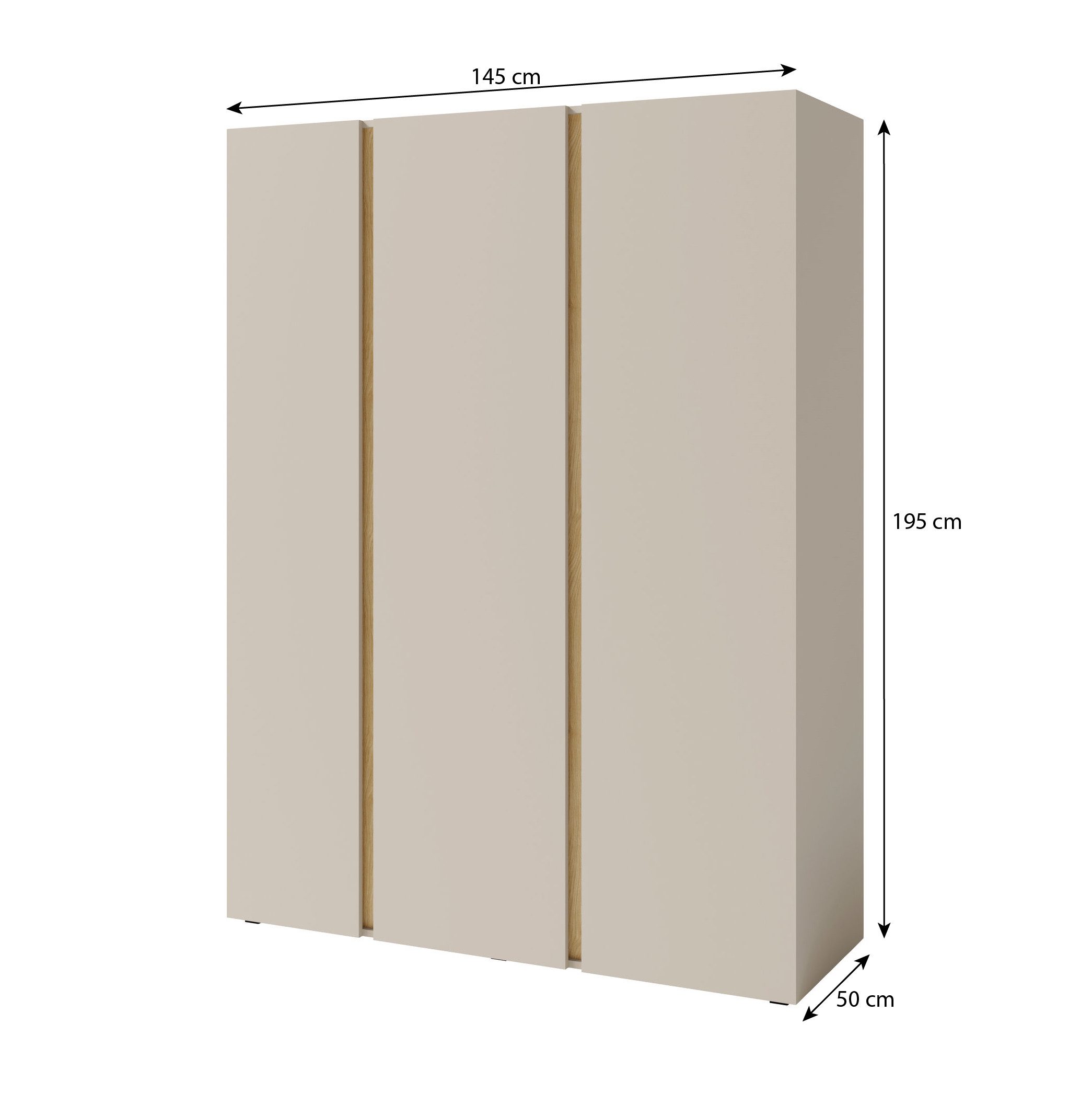 Beautysofa Kleiderschrank LICO 3-türig mit 8 Regalböden, 2 Kleiderstangen ( günstig online kaufen