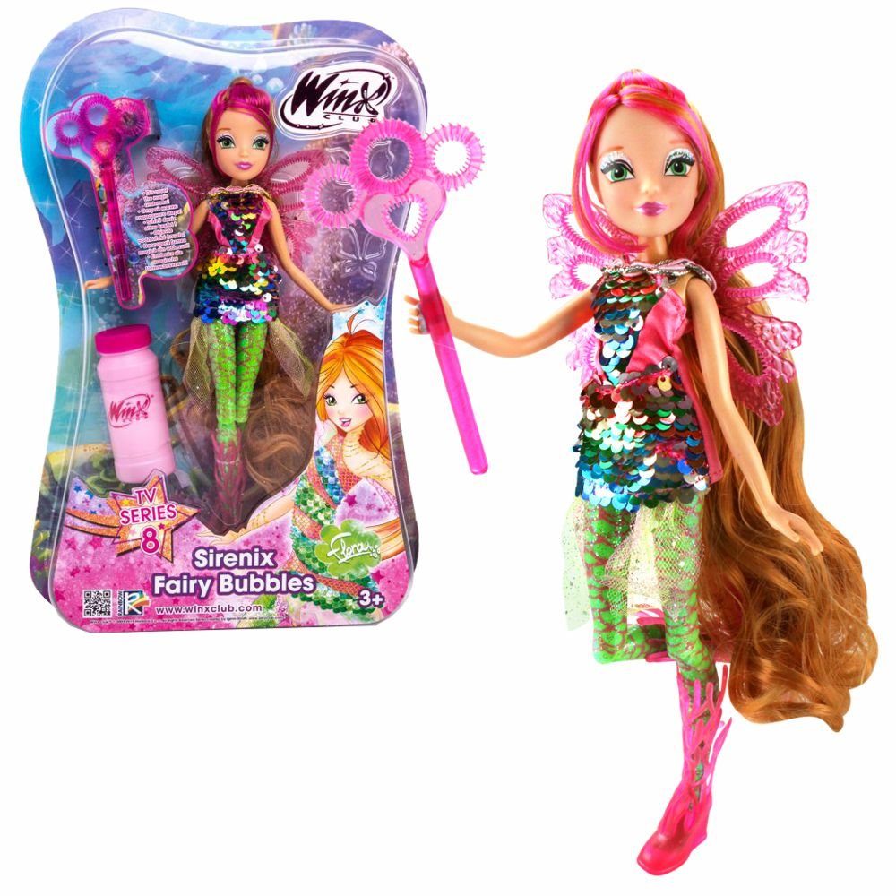 Winx Club Anziehpuppe Flora Sirenix Fairy Bubbles Puppe Winx Club Fee 28 cm günstig online kaufen