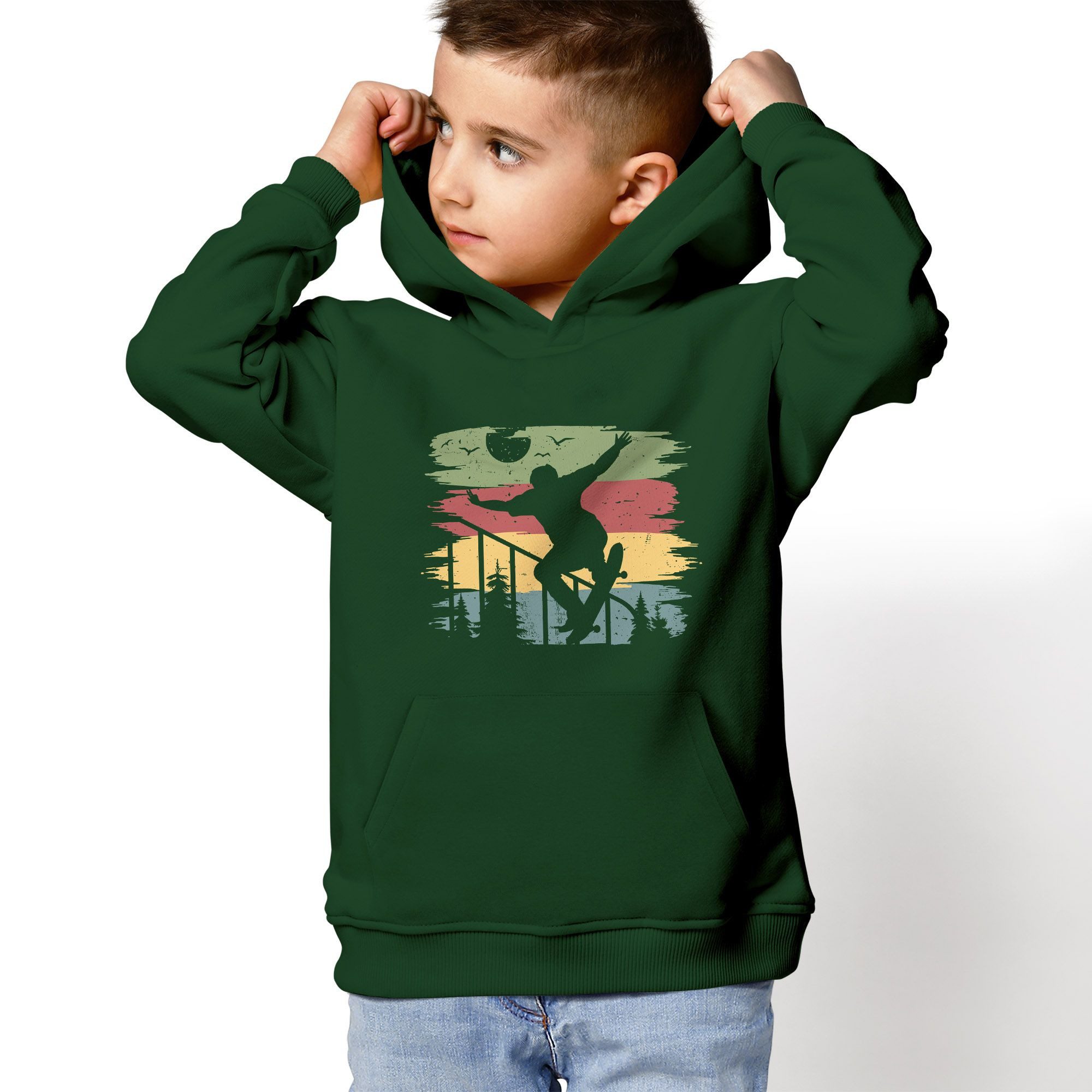 MoonWorks Hoodie Kinder Hoodie Jungen Mädchen Skateboard Retro Skater Pullover