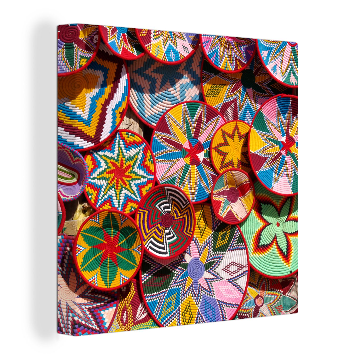 OneMillionCanvasses® Leinwandbild Kreis - Muster - Farben, (1 St), Leinwand Bilder für Wohnzimmer Schlafzimmer