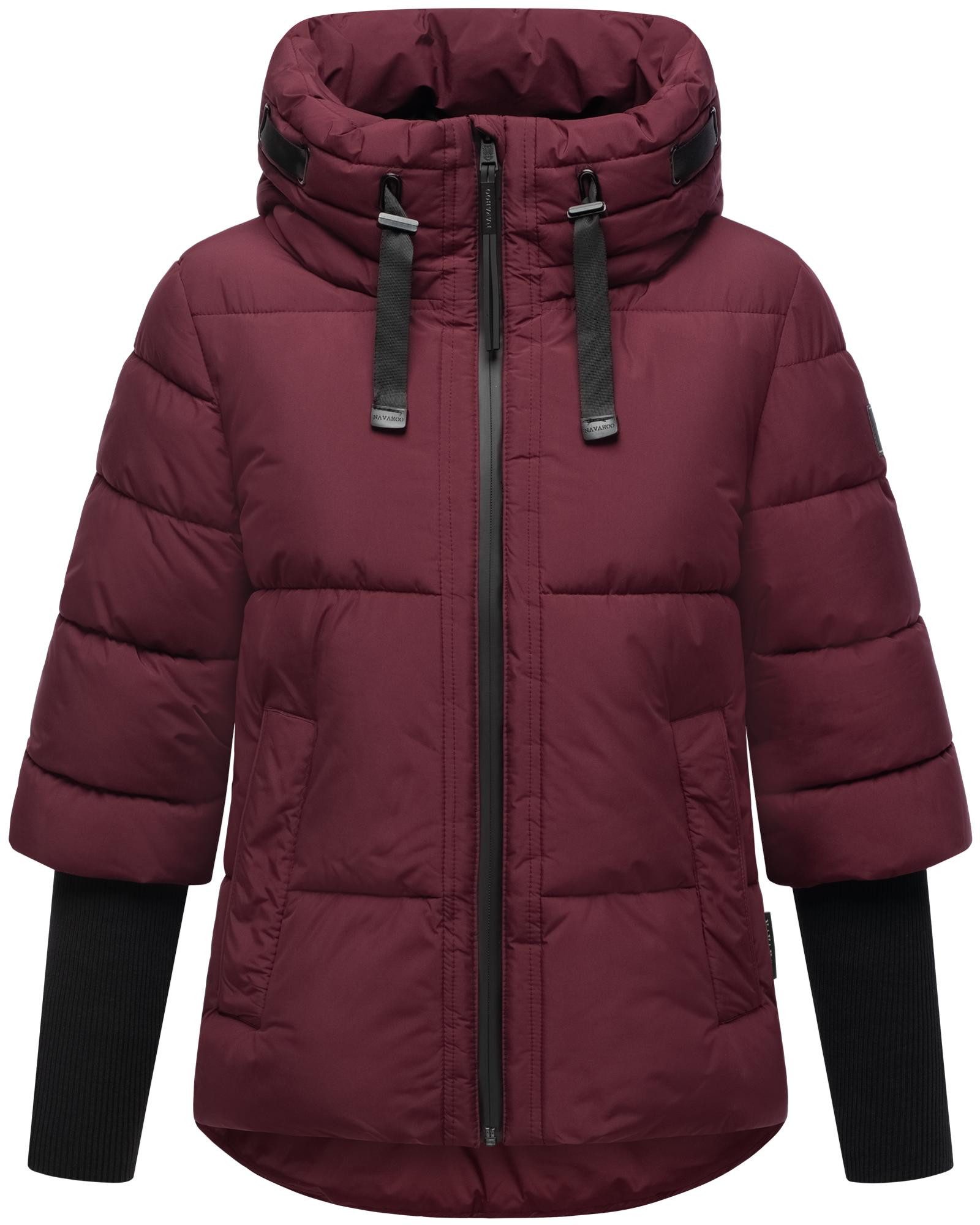 Navahoo Steppjacke Lotusherz XIV Warme gesteppte Winterjacke mit Rippstrickärmeln