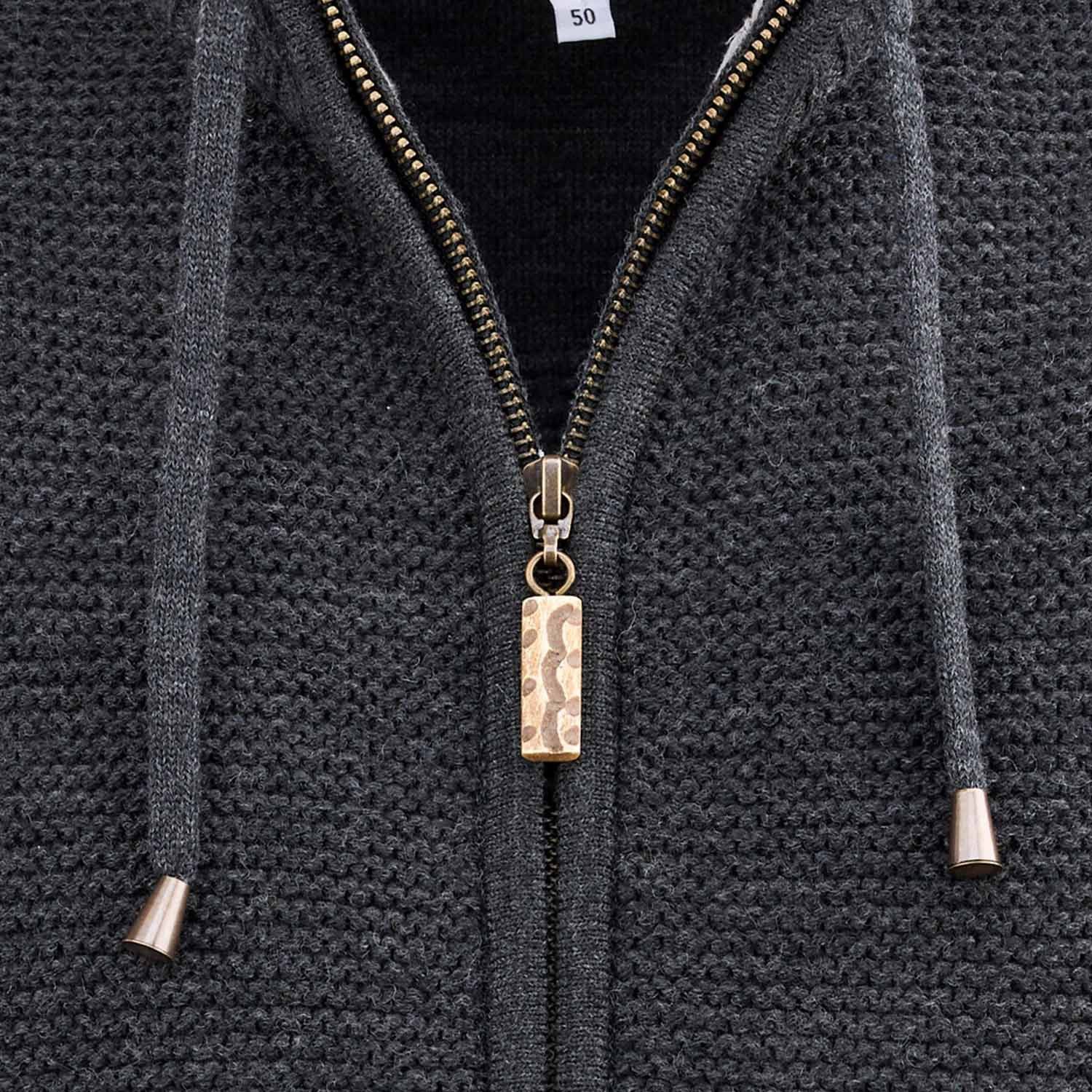 Maddox Trachtenstrickjacke MADDOX Herren 'Bruneck' mit Kapuze, Anthrazit – Bild 5 von 5
