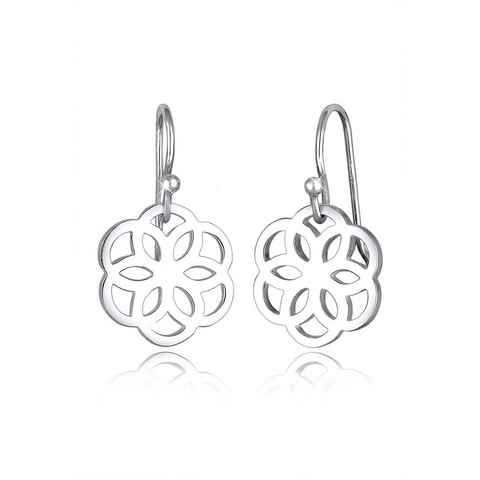 Elli Paar Ohrhänger Blume Ornament Cut-Out Flower of Life Silber