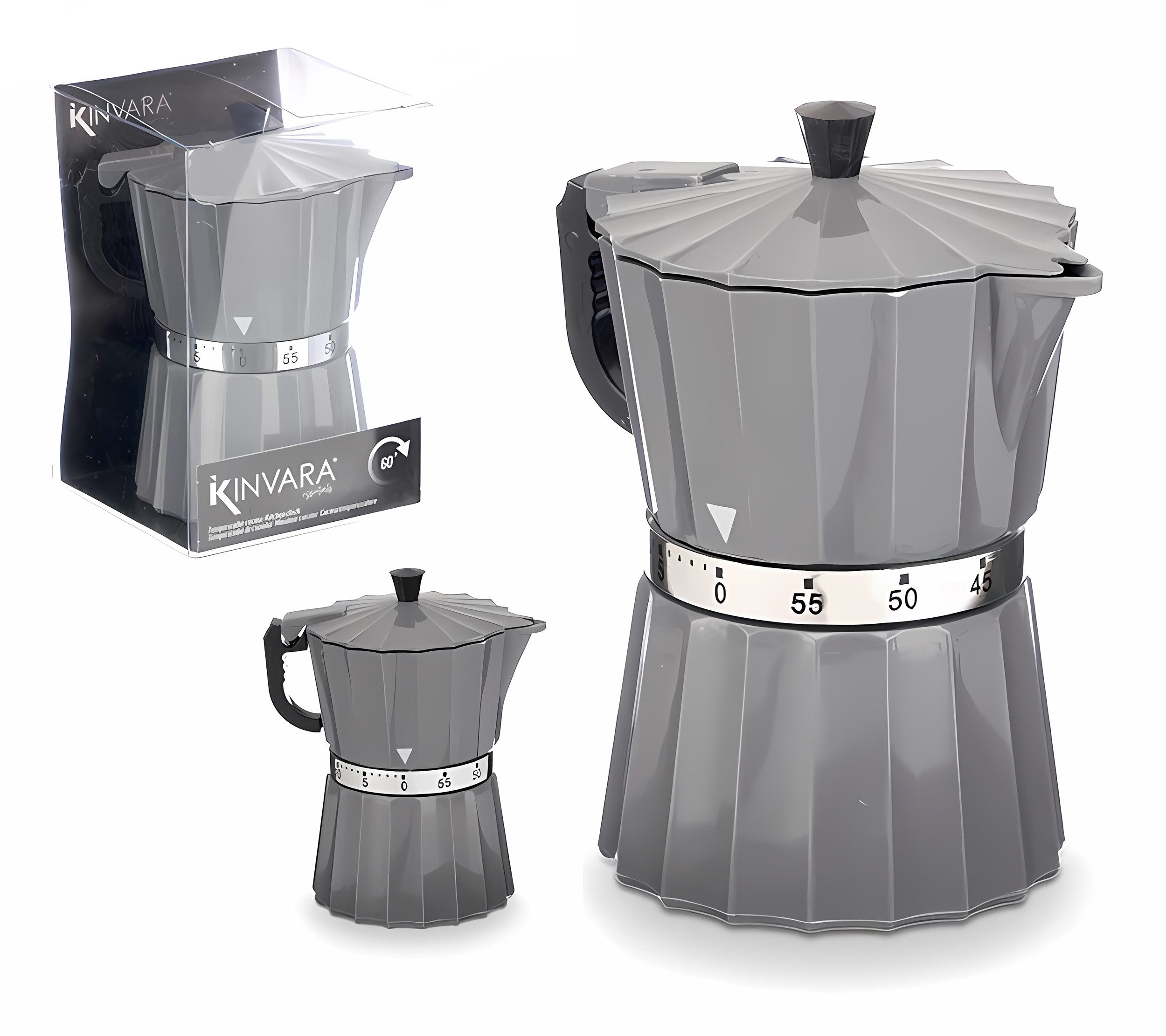 KINVARA Kurzzeitmesser KURZZEITMESSER Espressokanne 60 min Grau Eieruhr Küc günstig online kaufen