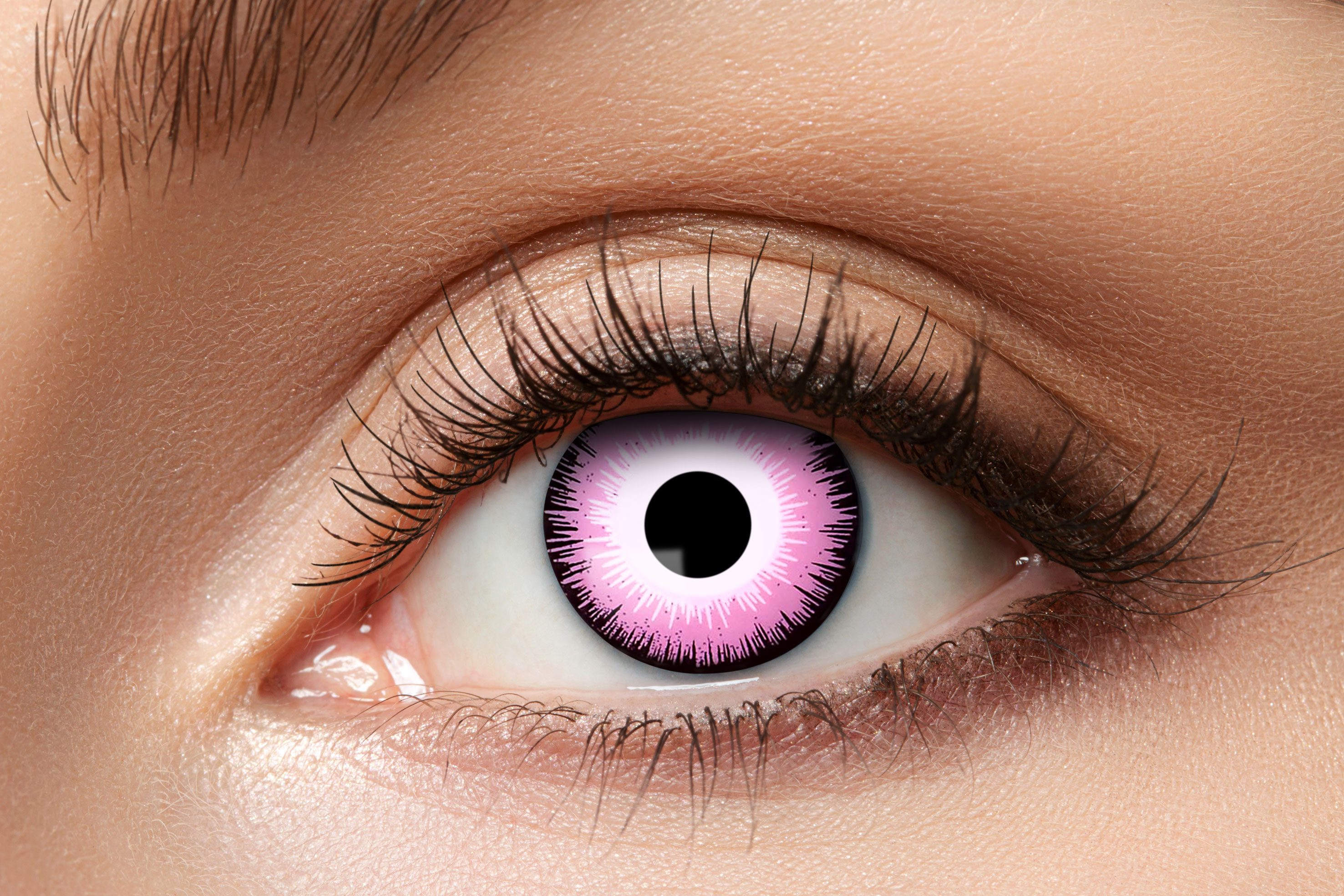 Party Factory Farblinsen Zoelibat Pink Eye Kontaktlinsen – 12 Monatslinsen mit Wow-Effekt